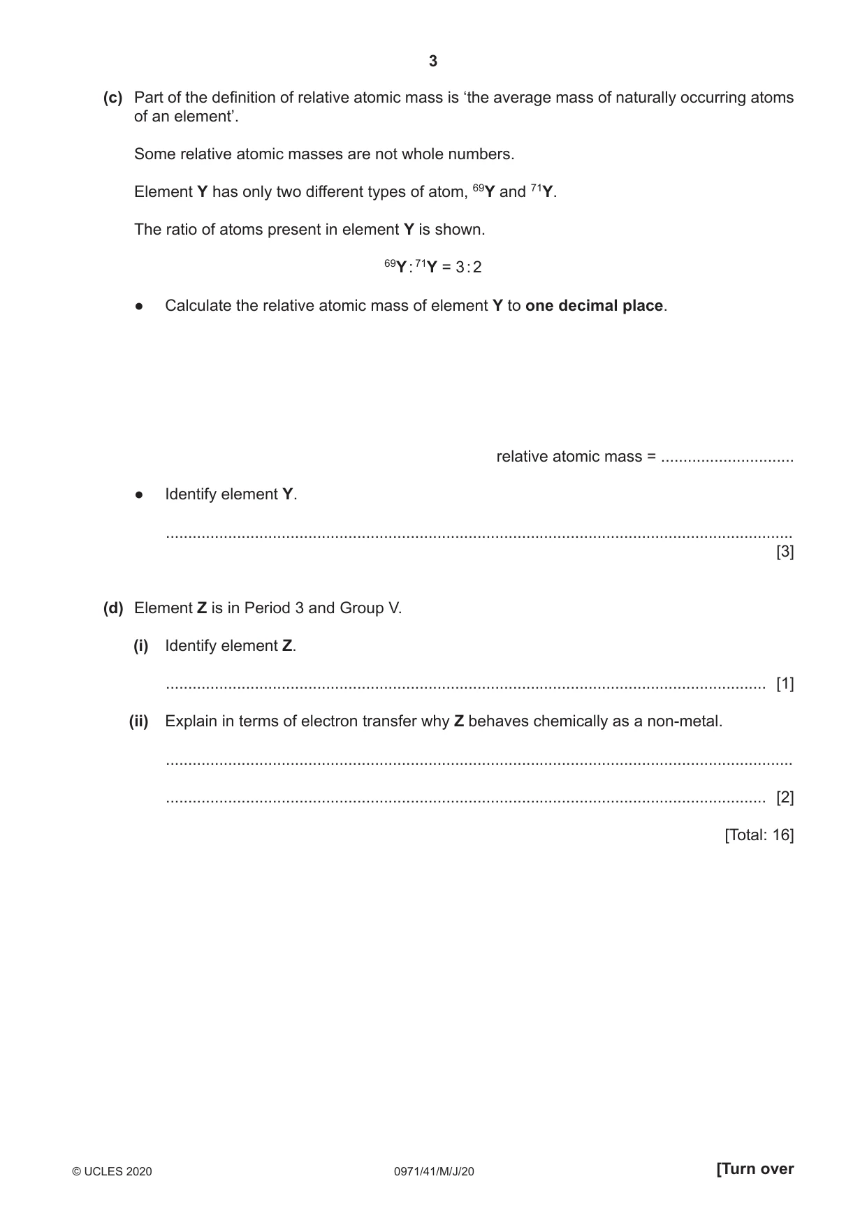 Cambridge IGCSE Chemistry (9-1) 0971 2020 May/June Paper 4 · Variant 1 question paper, page 3 of 12