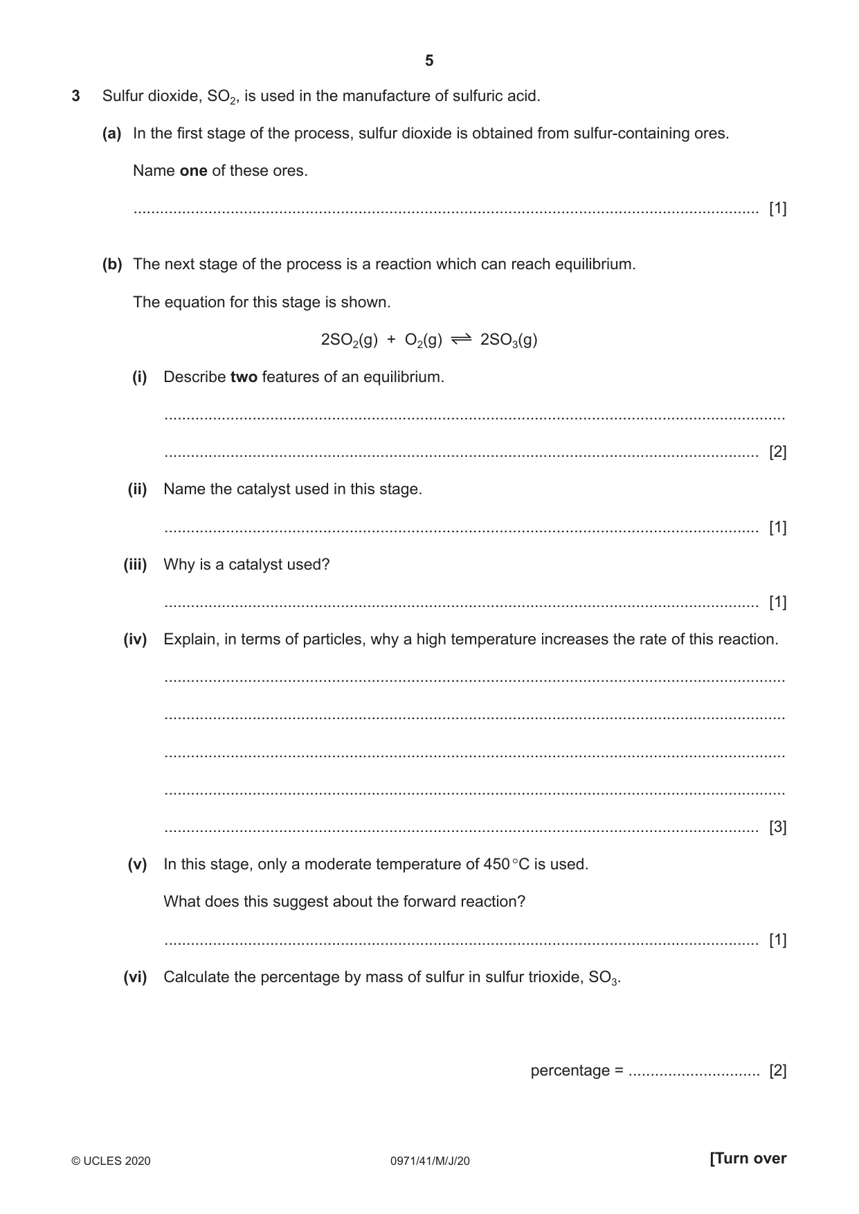 Cambridge IGCSE Chemistry (9-1) 0971 2020 May/June Paper 4 · Variant 1 question paper, page 5 of 12