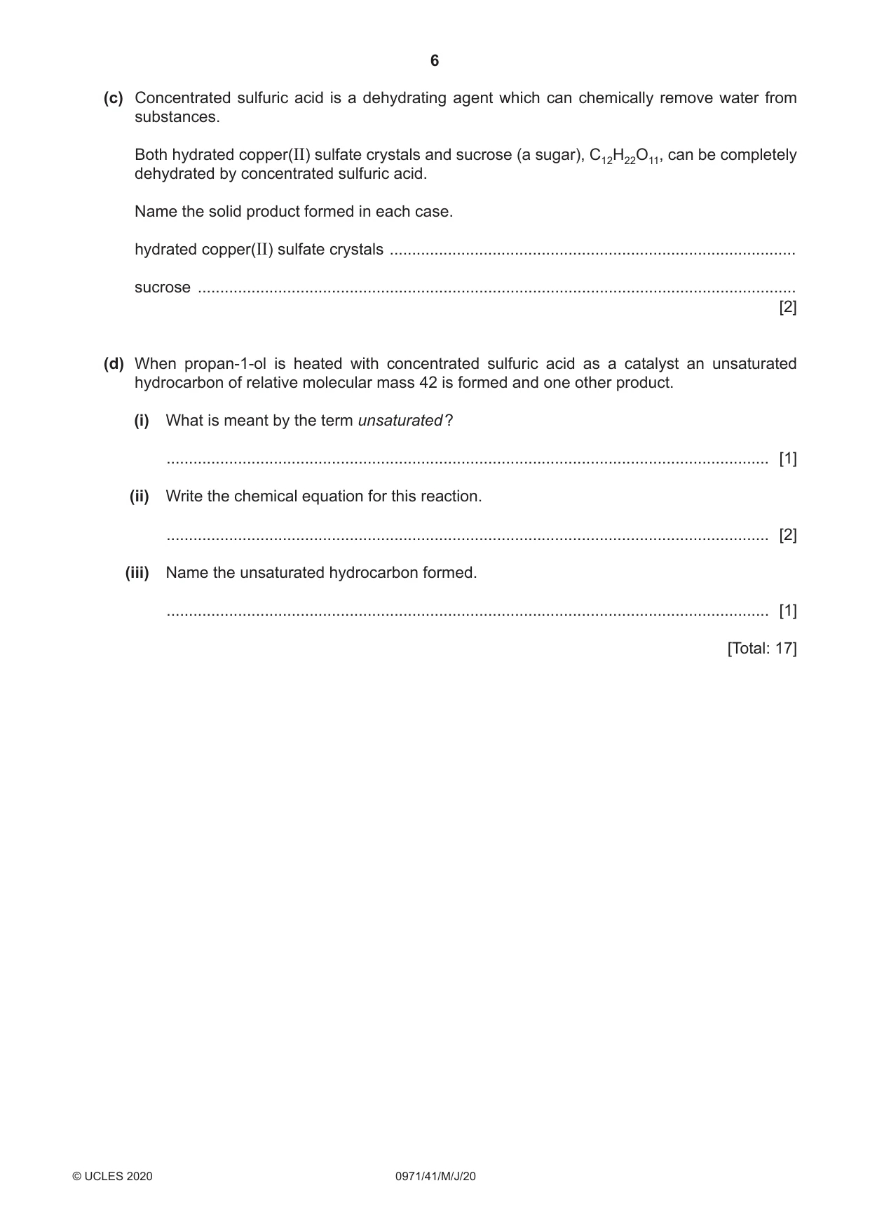 Cambridge IGCSE Chemistry (9-1) 0971 2020 May/June Paper 4 · Variant 1 question paper, page 6 of 12