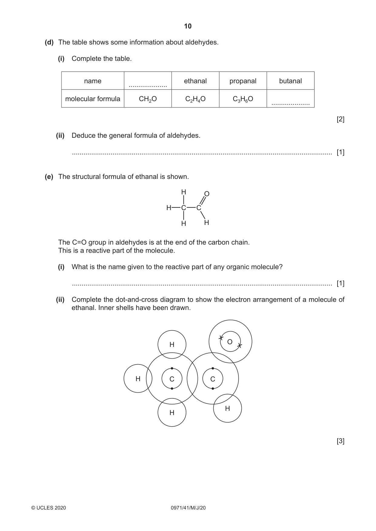 Cambridge IGCSE Chemistry (9-1) 0971 2020 May/June Paper 4 · Variant 1 question paper, page 10 of 12