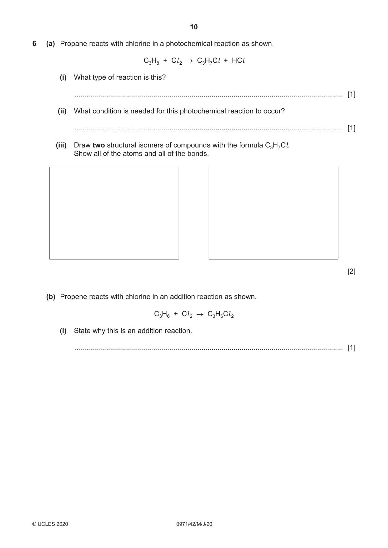 Cambridge IGCSE Chemistry (9-1) 0971 2020 May/June Paper 4 · Variant 2 question paper, page 10 of 16