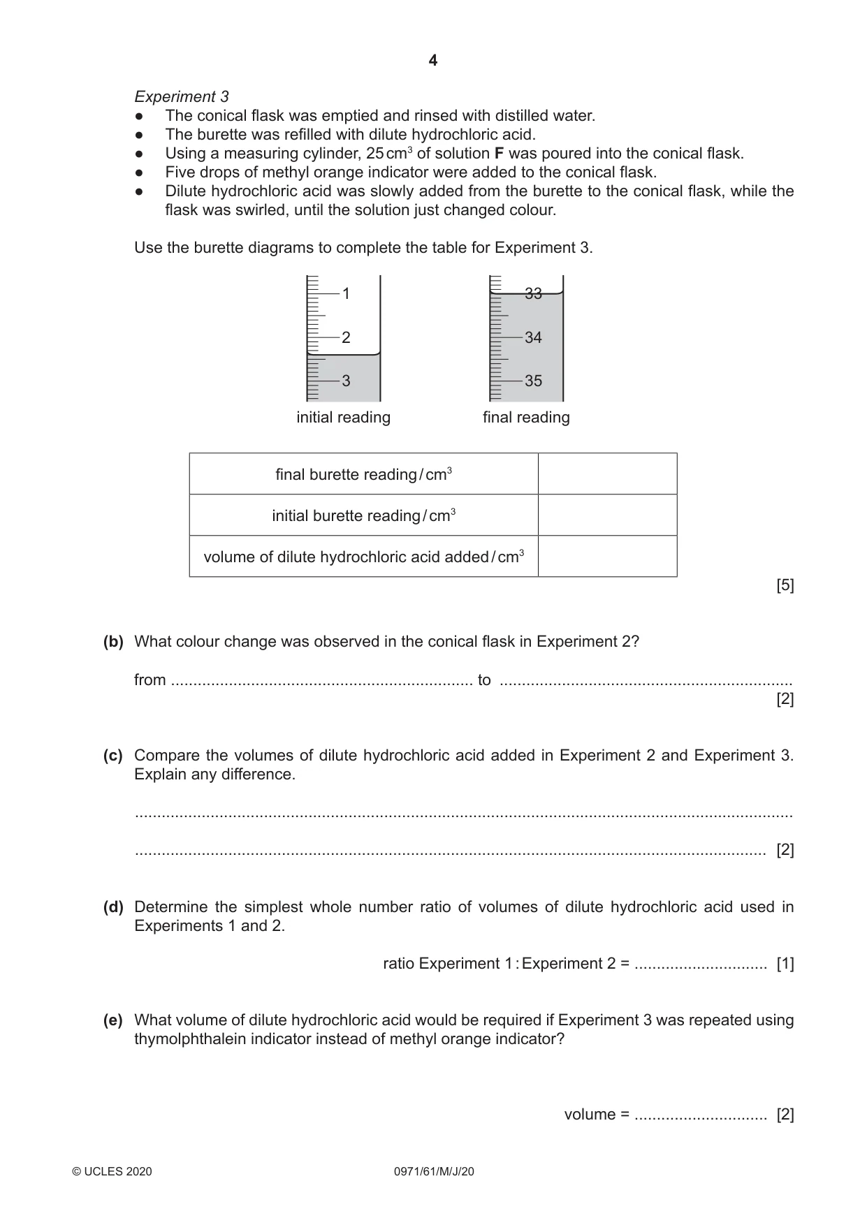 Cambridge IGCSE Chemistry (9-1) 0971 2020 May/June Paper 6 · Variant 1 question paper, page 4 of 8