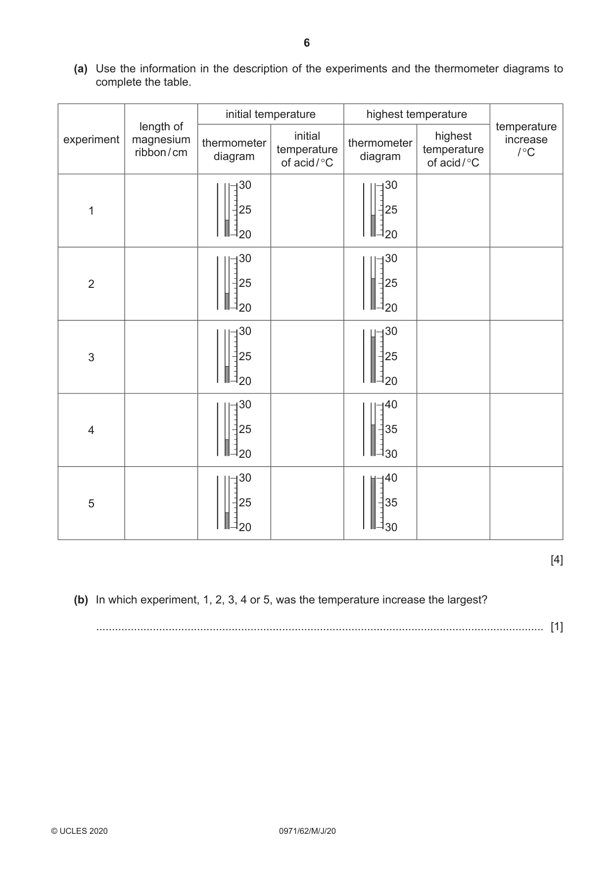 Cambridge IGCSE Chemistry (9-1) 0971 2020 May/June Paper 6 · Variant 2 question paper, page 6 of 12
