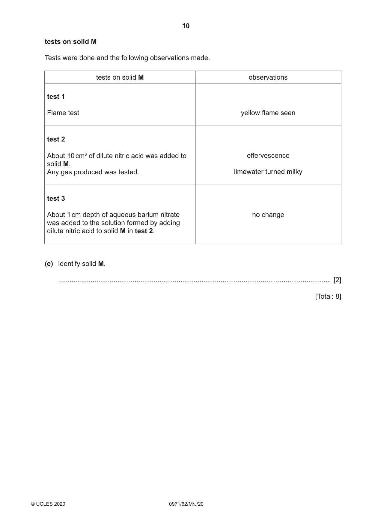 Cambridge IGCSE Chemistry (9-1) 0971 2020 May/June Paper 6 · Variant 2 question paper, page 10 of 12