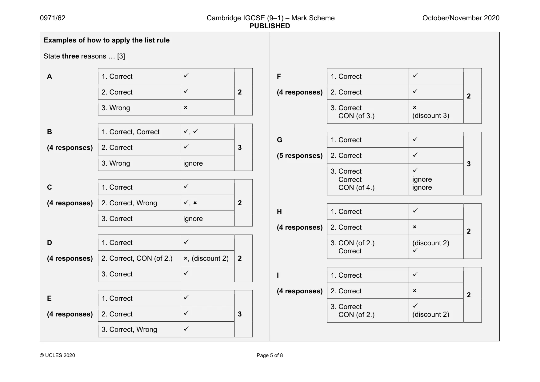 Mark scheme, page 5 of 8