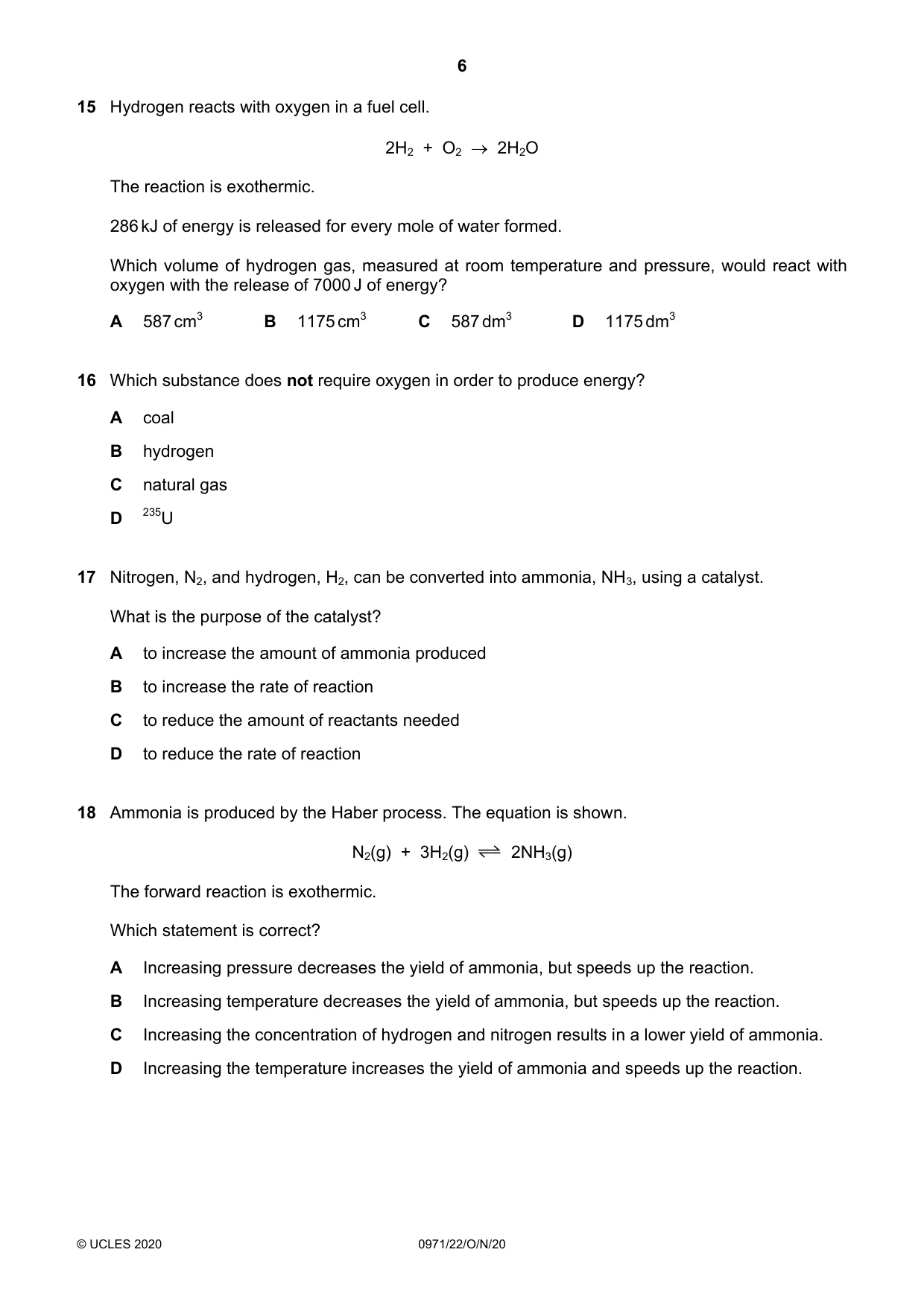 Cambridge IGCSE Chemistry (9-1) 0971 2020 Oct/Nov Paper 2 · Variant 2 question paper, page 6 of 16