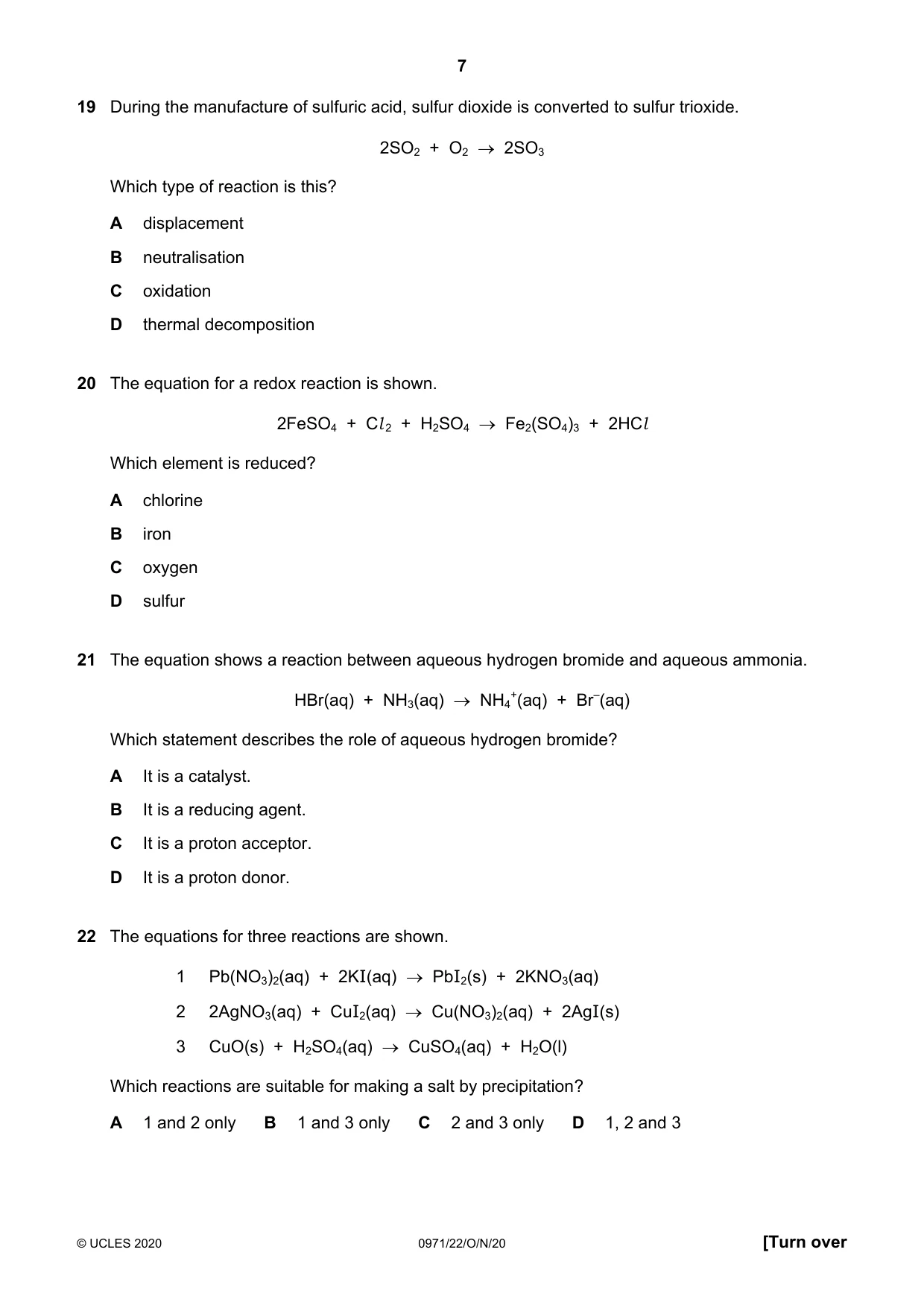 Cambridge IGCSE Chemistry (9-1) 0971 2020 Oct/Nov Paper 2 · Variant 2 question paper, page 7 of 16