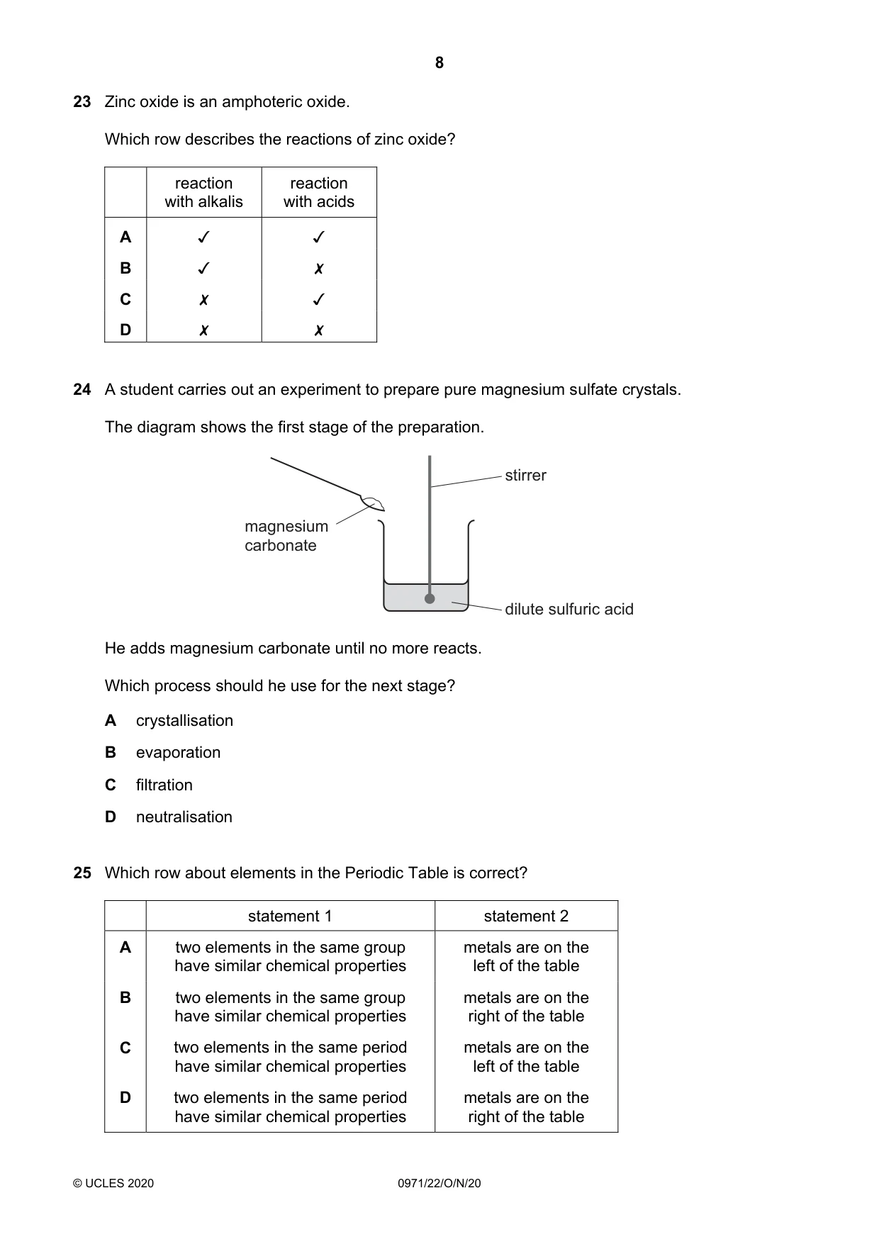 Cambridge IGCSE Chemistry (9-1) 0971 2020 Oct/Nov Paper 2 · Variant 2 question paper, page 8 of 16