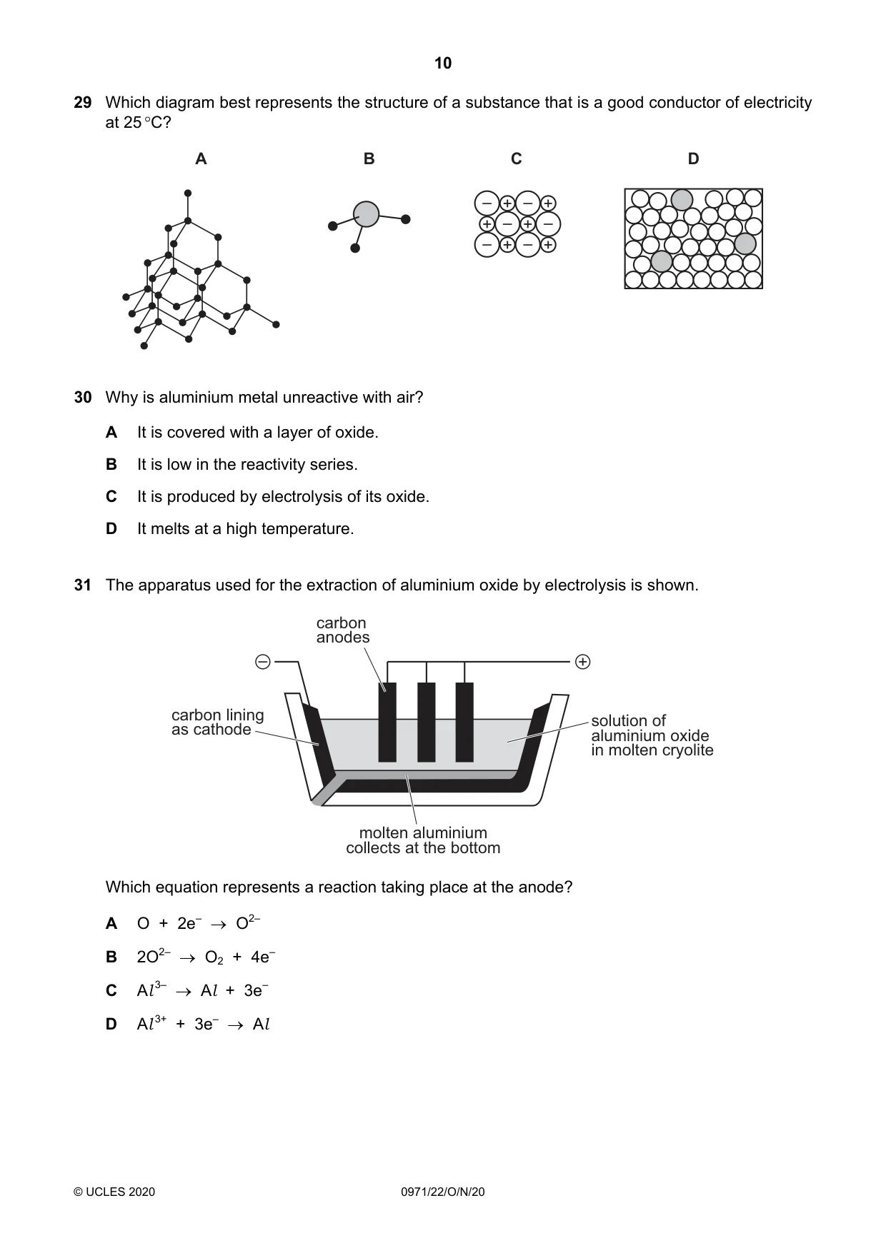 Cambridge IGCSE Chemistry (9-1) 0971 2020 Oct/Nov Paper 2 · Variant 2 question paper, page 10 of 16