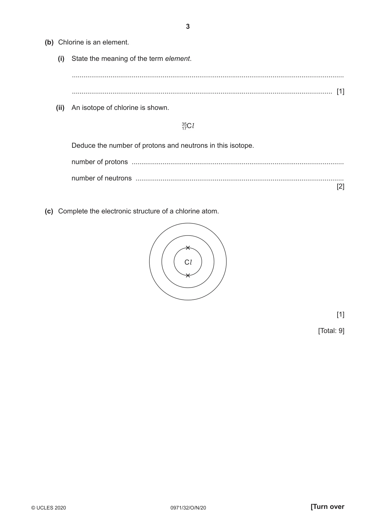 Cambridge IGCSE Chemistry (9-1) 0971 2020 Oct/Nov Paper 3 · Variant 2 question paper, page 3 of 20
