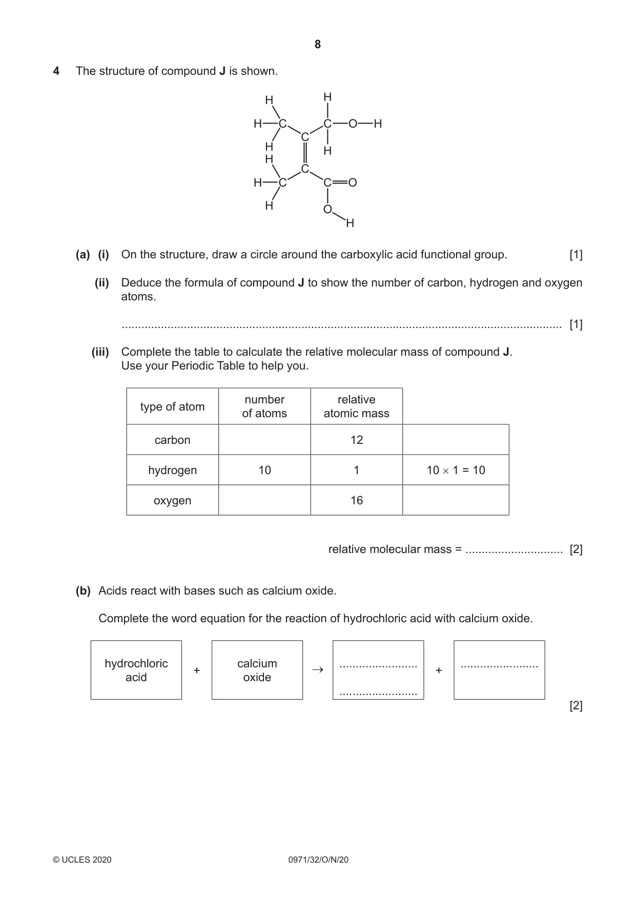 Cambridge IGCSE Chemistry (9-1) 0971 2020 Oct/Nov Paper 3 · Variant 2 question paper, page 8 of 20