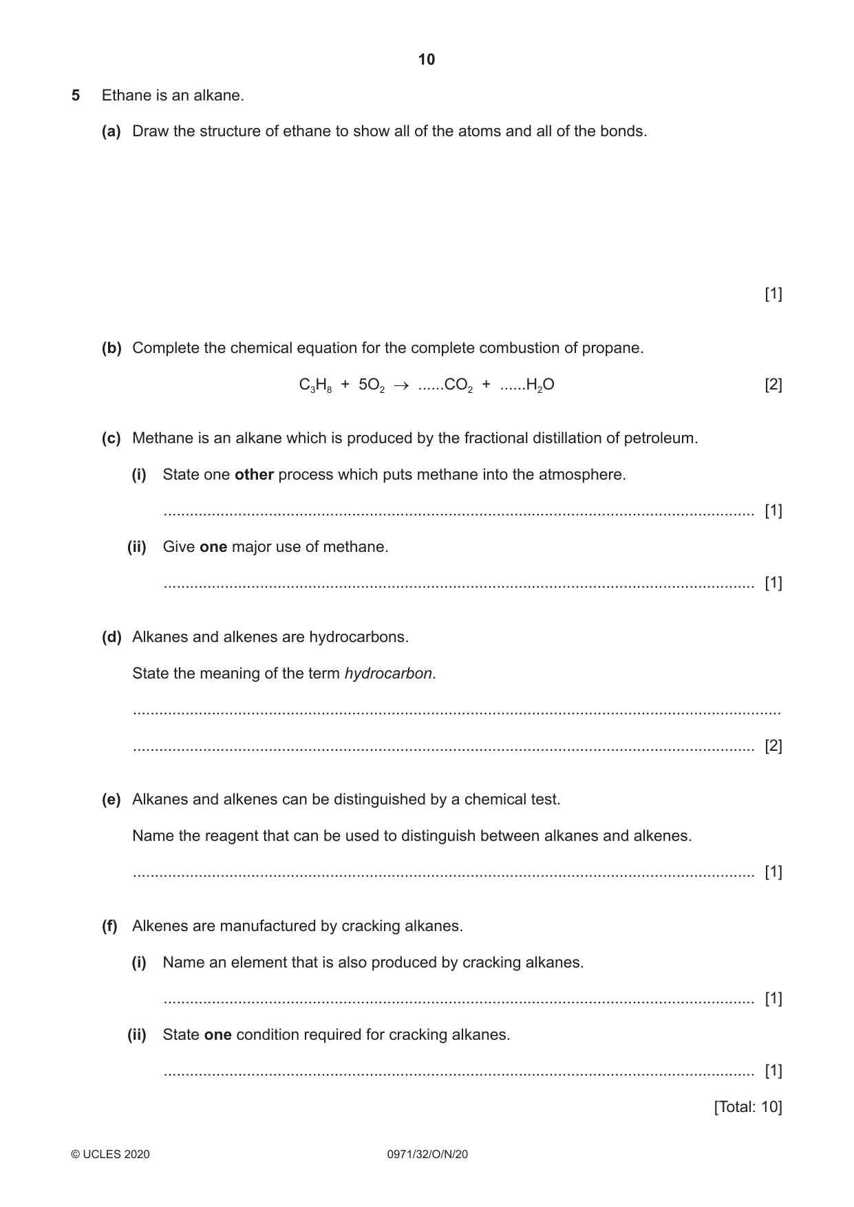 Cambridge IGCSE Chemistry (9-1) 0971 2020 Oct/Nov Paper 3 · Variant 2 question paper, page 10 of 20