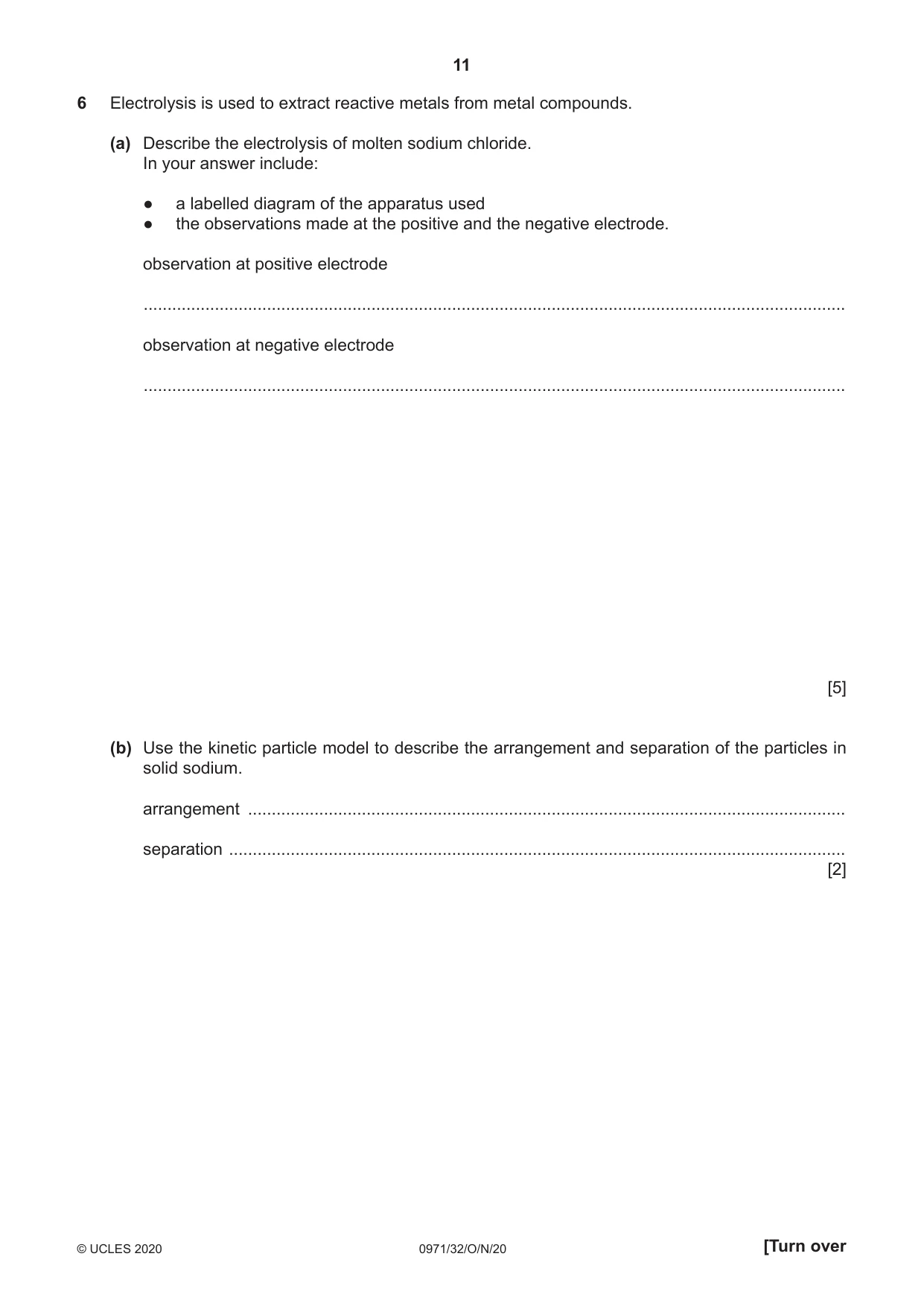 Cambridge IGCSE Chemistry (9-1) 0971 2020 Oct/Nov Paper 3 · Variant 2 question paper, page 11 of 20