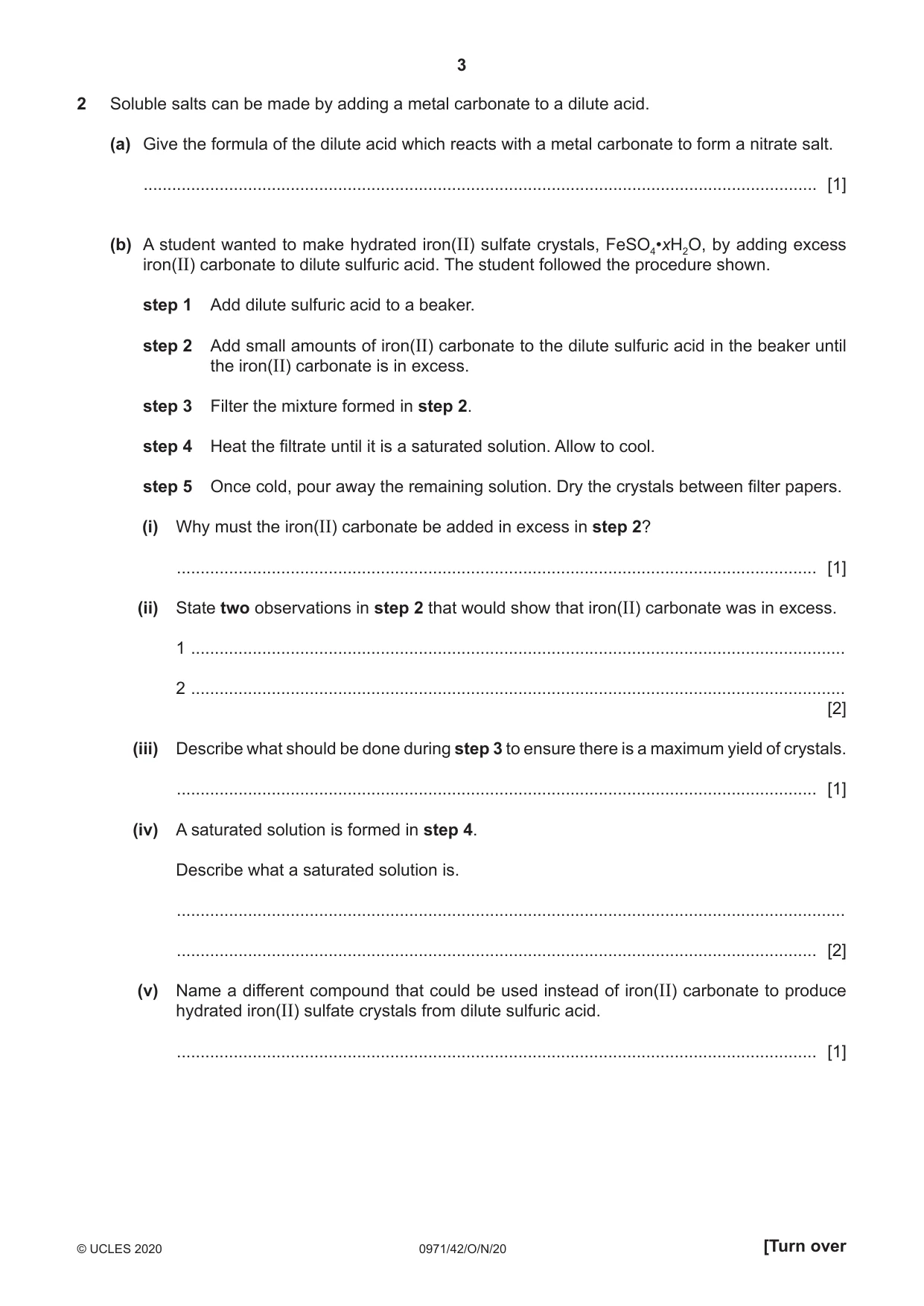 Cambridge IGCSE Chemistry (9-1) 0971 2020 Oct/Nov Paper 4 · Variant 2 question paper, page 3 of 12