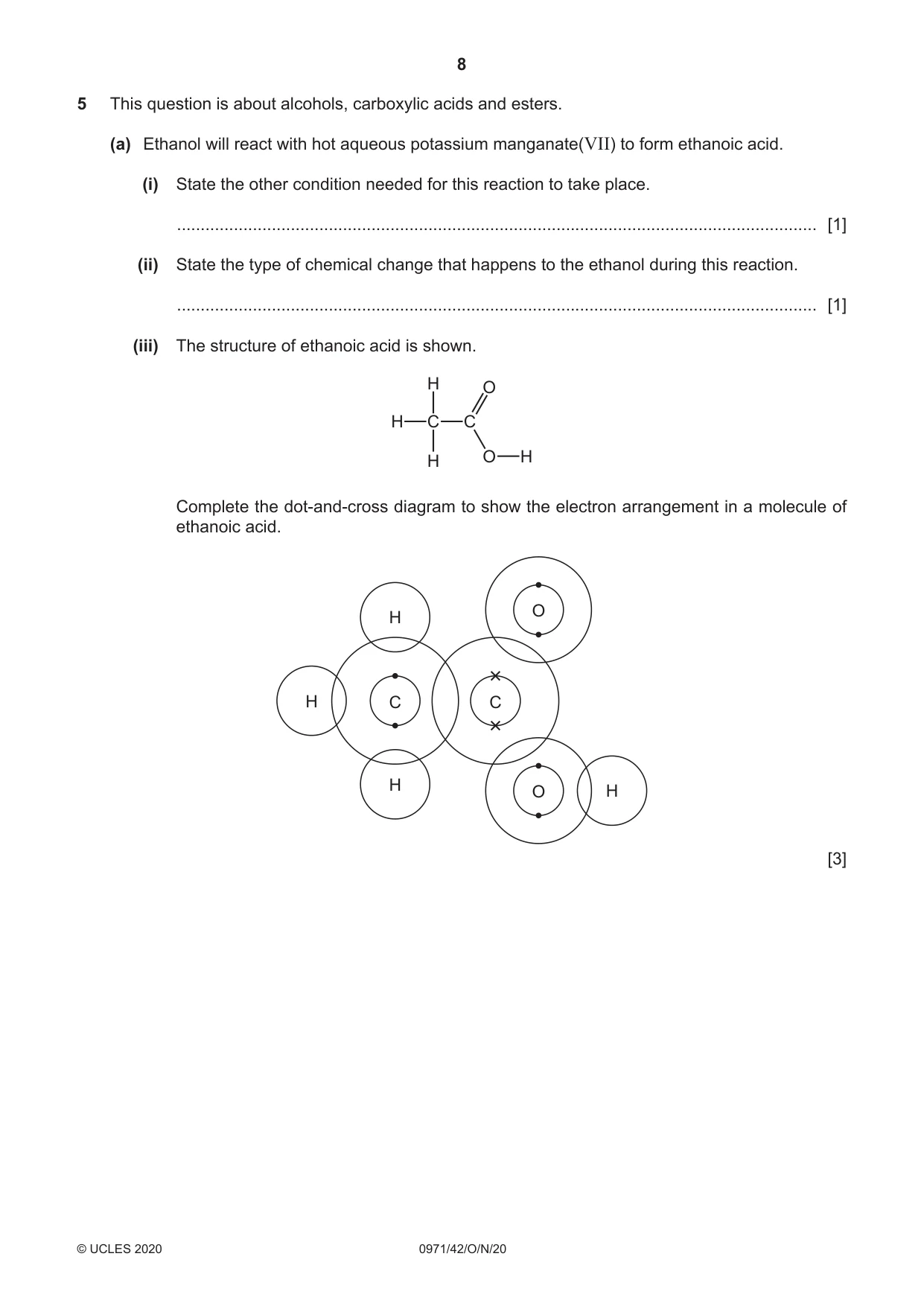 Cambridge IGCSE Chemistry (9-1) 0971 2020 Oct/Nov Paper 4 · Variant 2 question paper, page 8 of 12