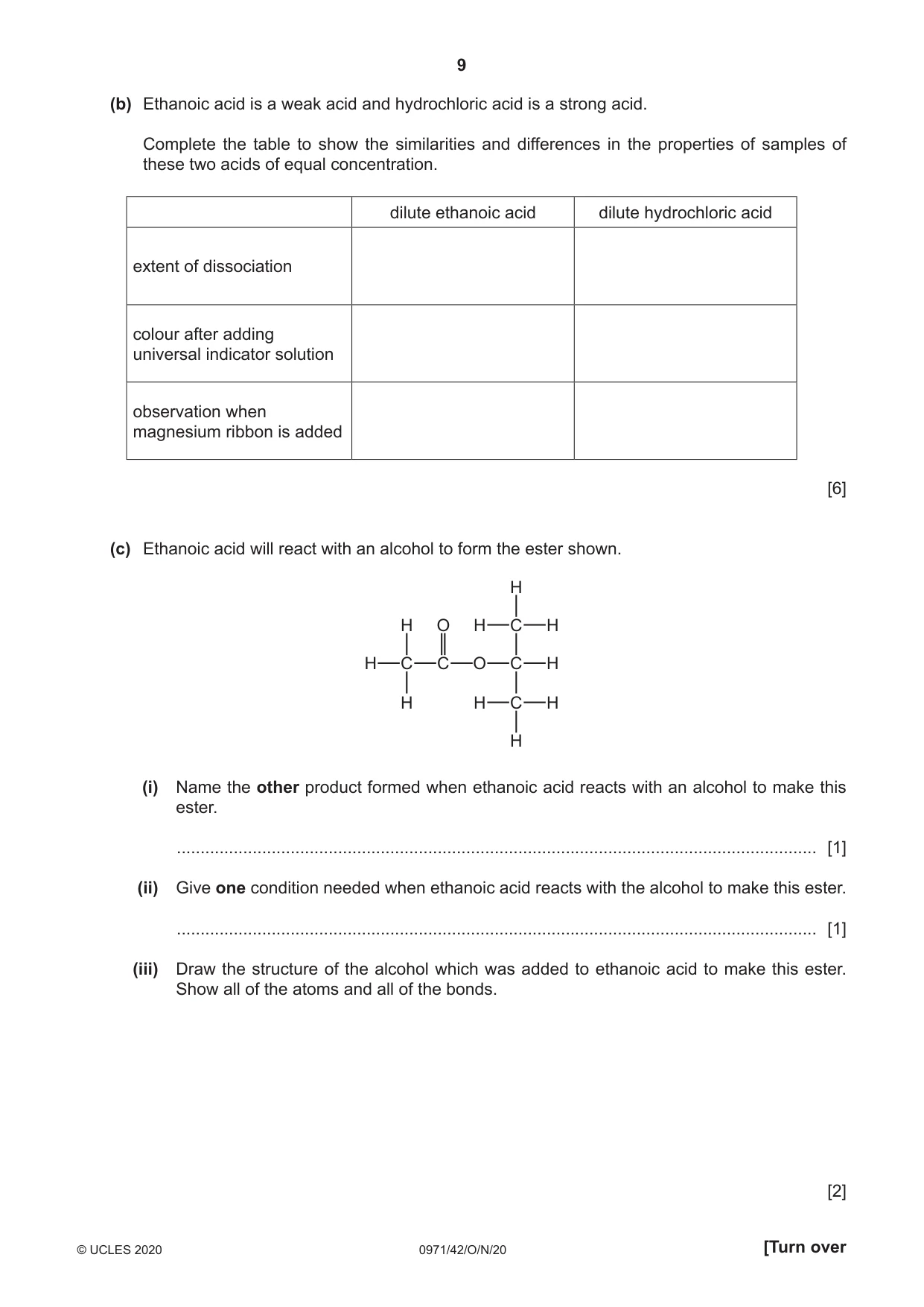 Cambridge IGCSE Chemistry (9-1) 0971 2020 Oct/Nov Paper 4 · Variant 2 question paper, page 9 of 12