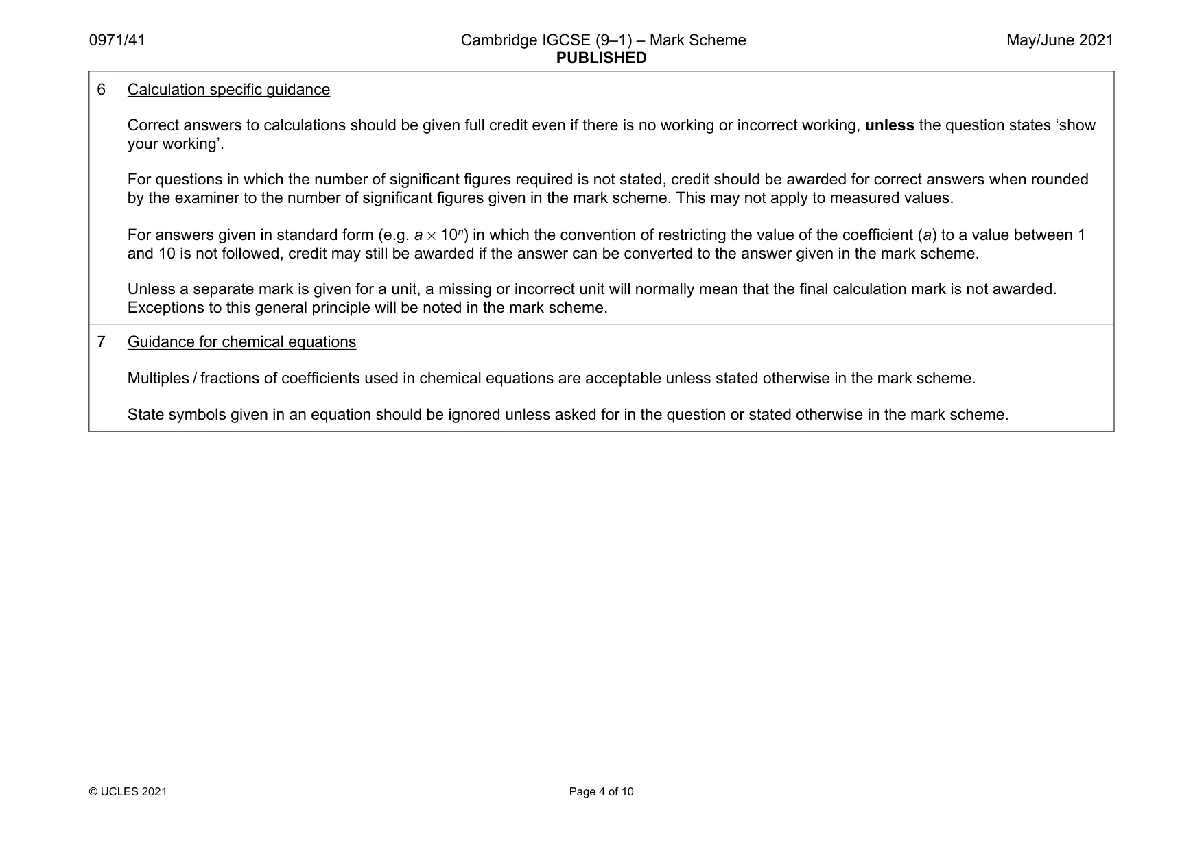 Mark scheme, page 4 of 10