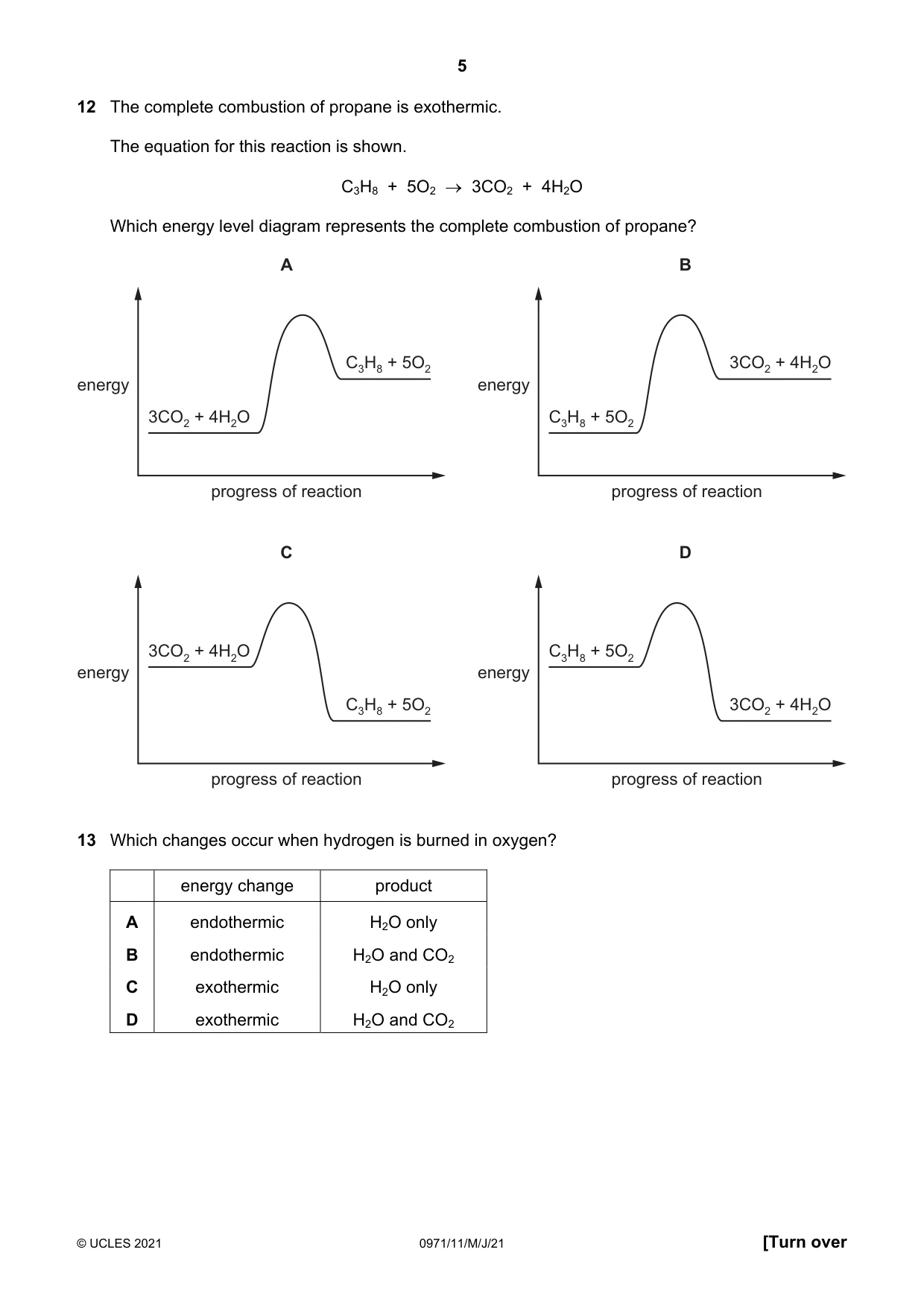 Cambridge IGCSE Chemistry (9-1) 0971 2021 May/June Paper 1 · Variant 1 question paper, page 5 of 16