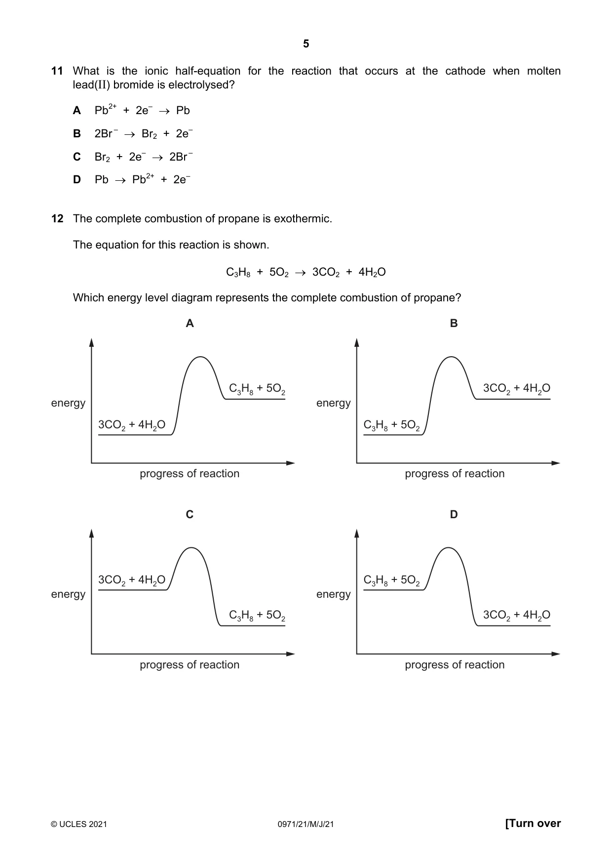 Cambridge IGCSE Chemistry (9-1) 0971 2021 May/June Paper 2 · Variant 1 question paper, page 5 of 16