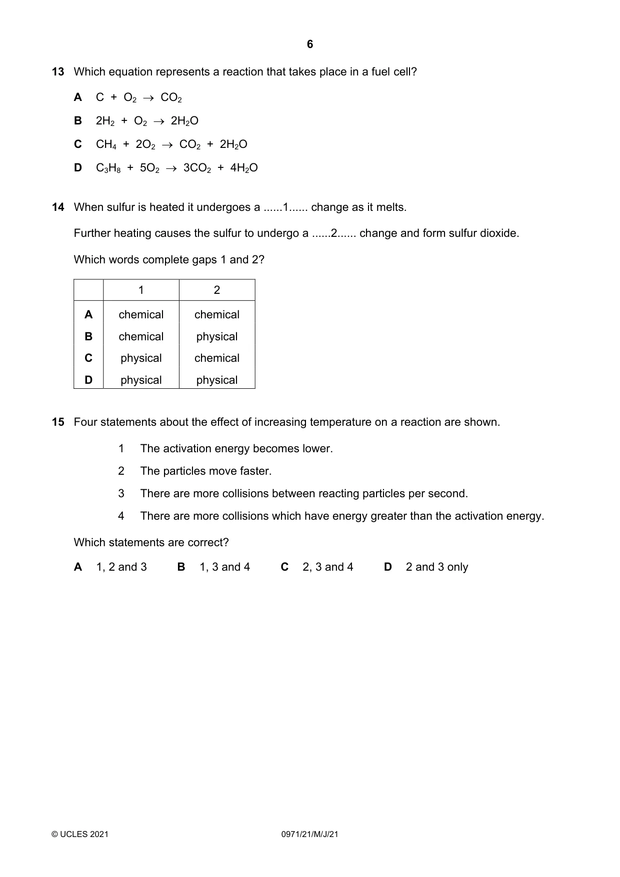 Cambridge IGCSE Chemistry (9-1) 0971 2021 May/June Paper 2 · Variant 1 question paper, page 6 of 16