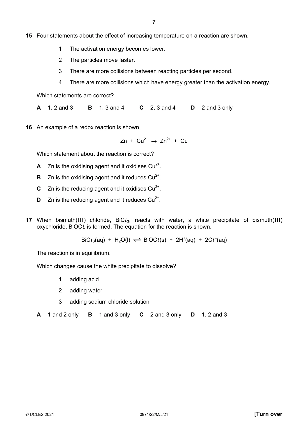 Cambridge IGCSE Chemistry (9-1) 0971 2021 May/June Paper 2 · Variant 2 question paper, page 7 of 16