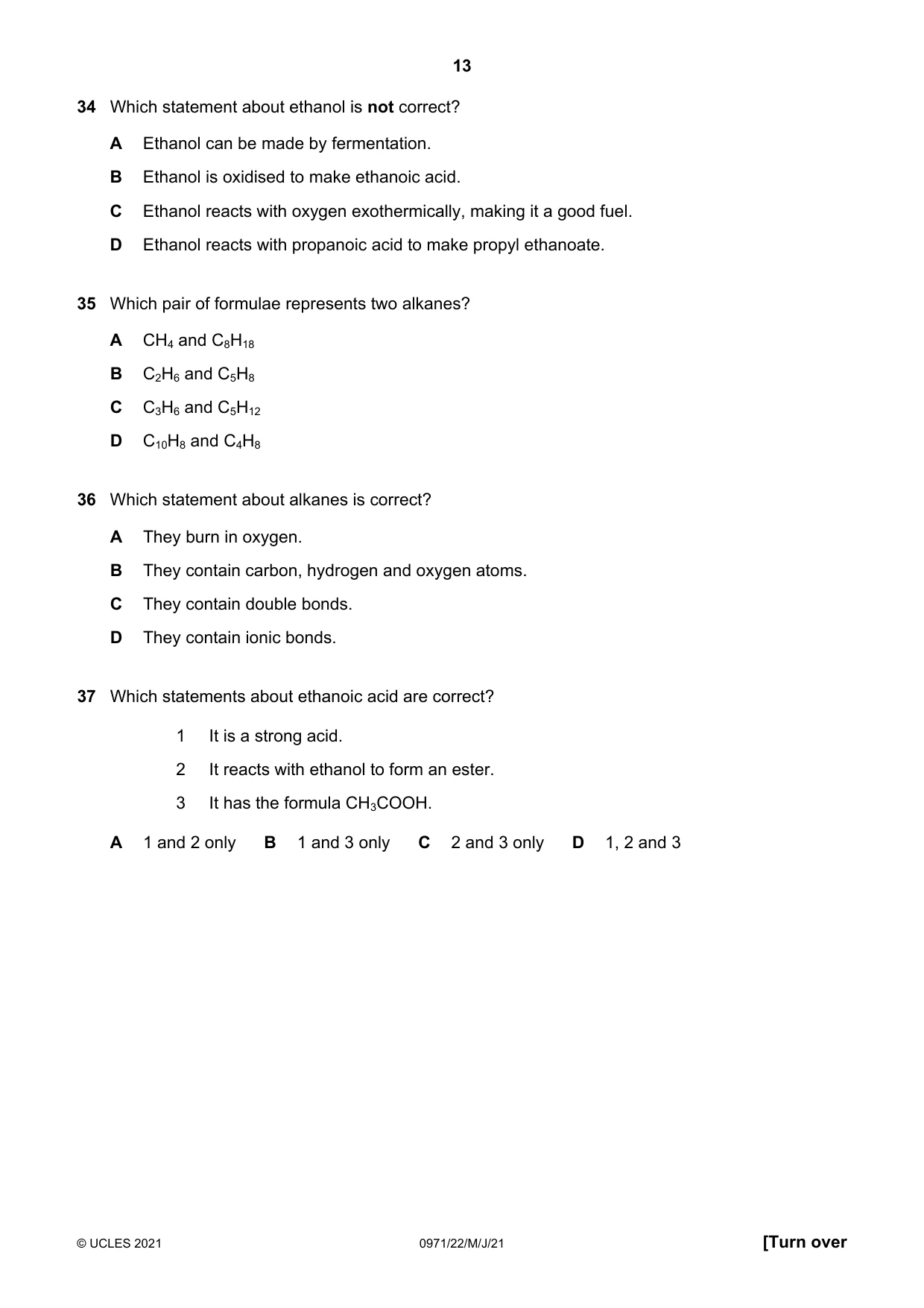 Cambridge IGCSE Chemistry (9-1) 0971 2021 May/June Paper 2 · Variant 2 question paper, page 13 of 16