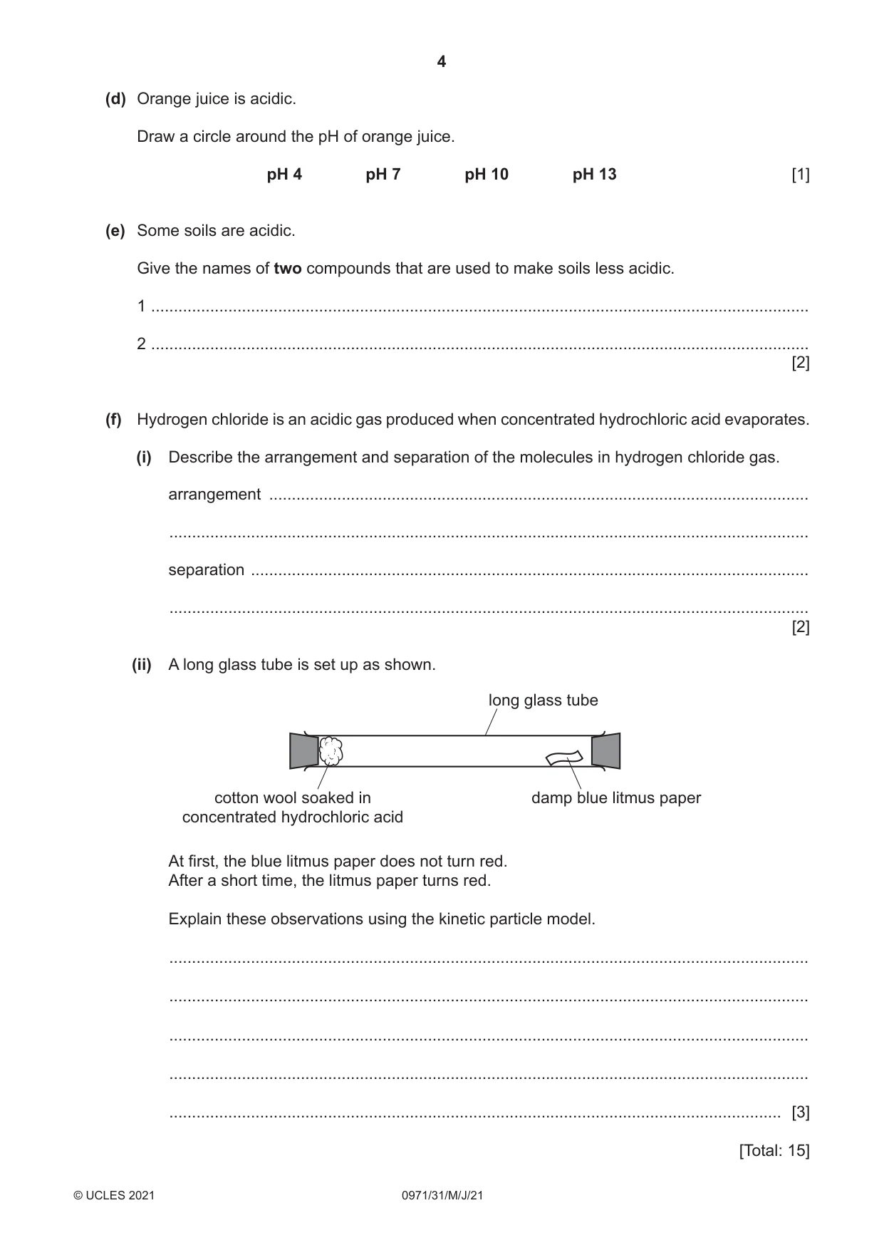 Cambridge IGCSE Chemistry (9-1) 0971 2021 May/June Paper 3 · Variant 1 question paper, page 4 of 16