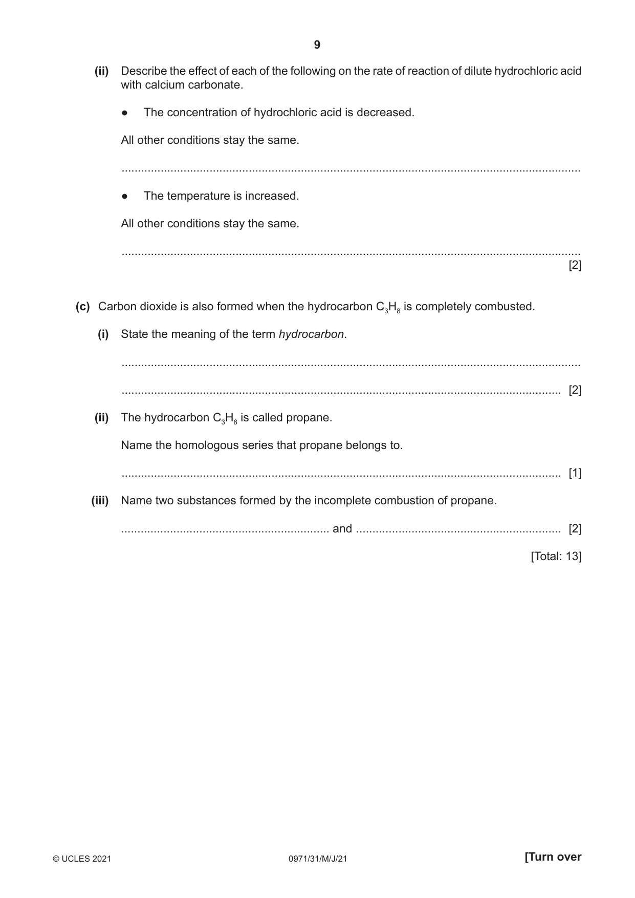 Cambridge IGCSE Chemistry (9-1) 0971 2021 May/June Paper 3 · Variant 1 question paper, page 9 of 16
