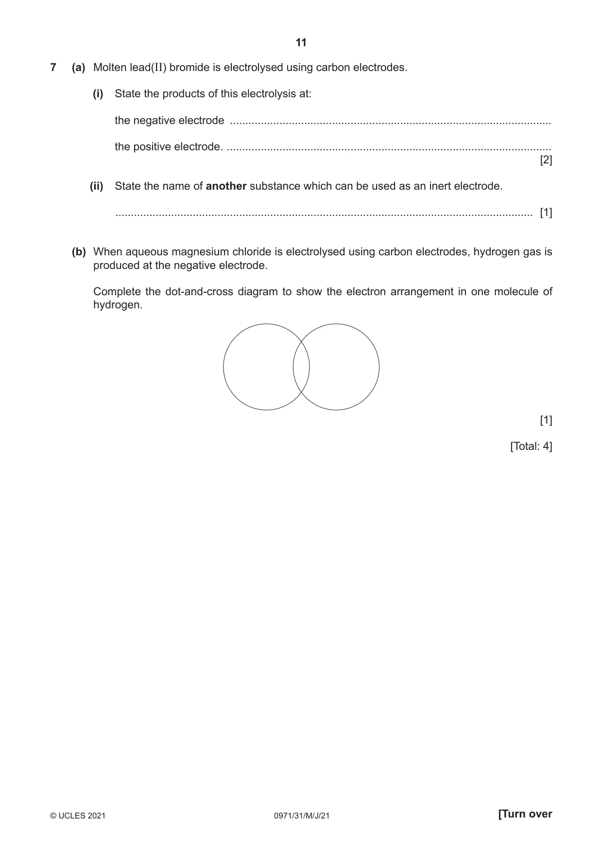 Cambridge IGCSE Chemistry (9-1) 0971 2021 May/June Paper 3 · Variant 1 question paper, page 11 of 16