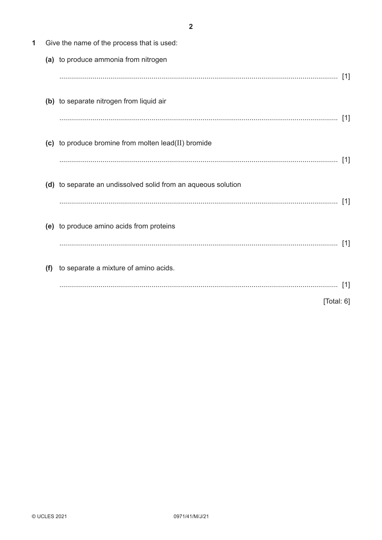 Cambridge IGCSE Chemistry (9-1) 0971 2021 May/June Paper 4 · Variant 1 question paper, page 2 of 16