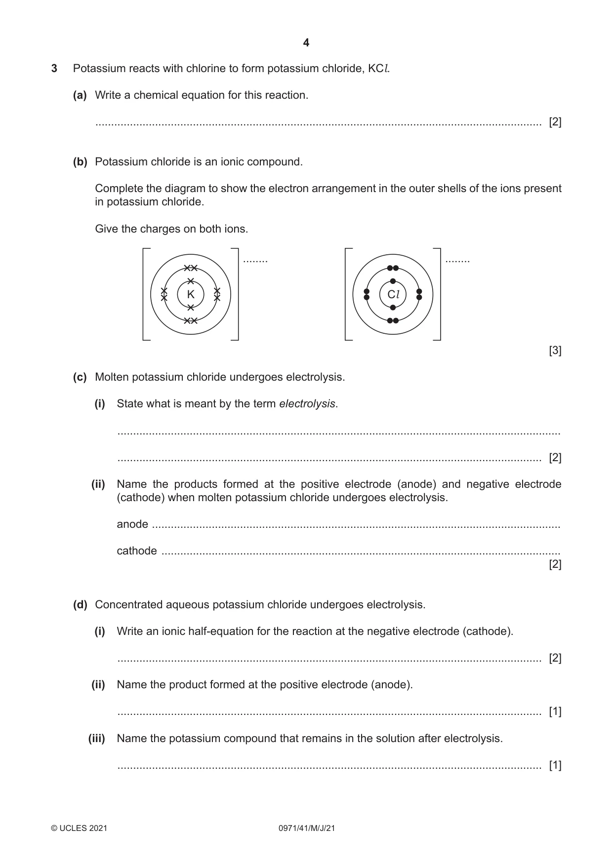 Cambridge IGCSE Chemistry (9-1) 0971 2021 May/June Paper 4 · Variant 1 question paper, page 4 of 16