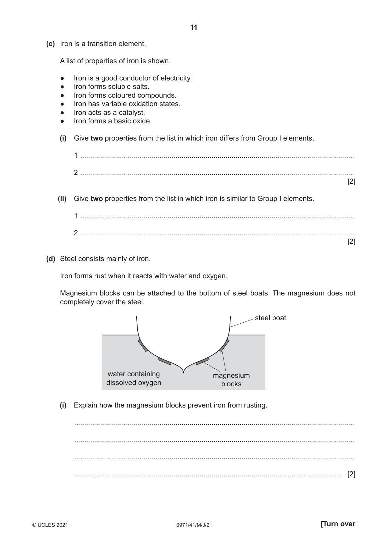 Cambridge IGCSE Chemistry (9-1) 0971 2021 May/June Paper 4 · Variant 1 question paper, page 11 of 16