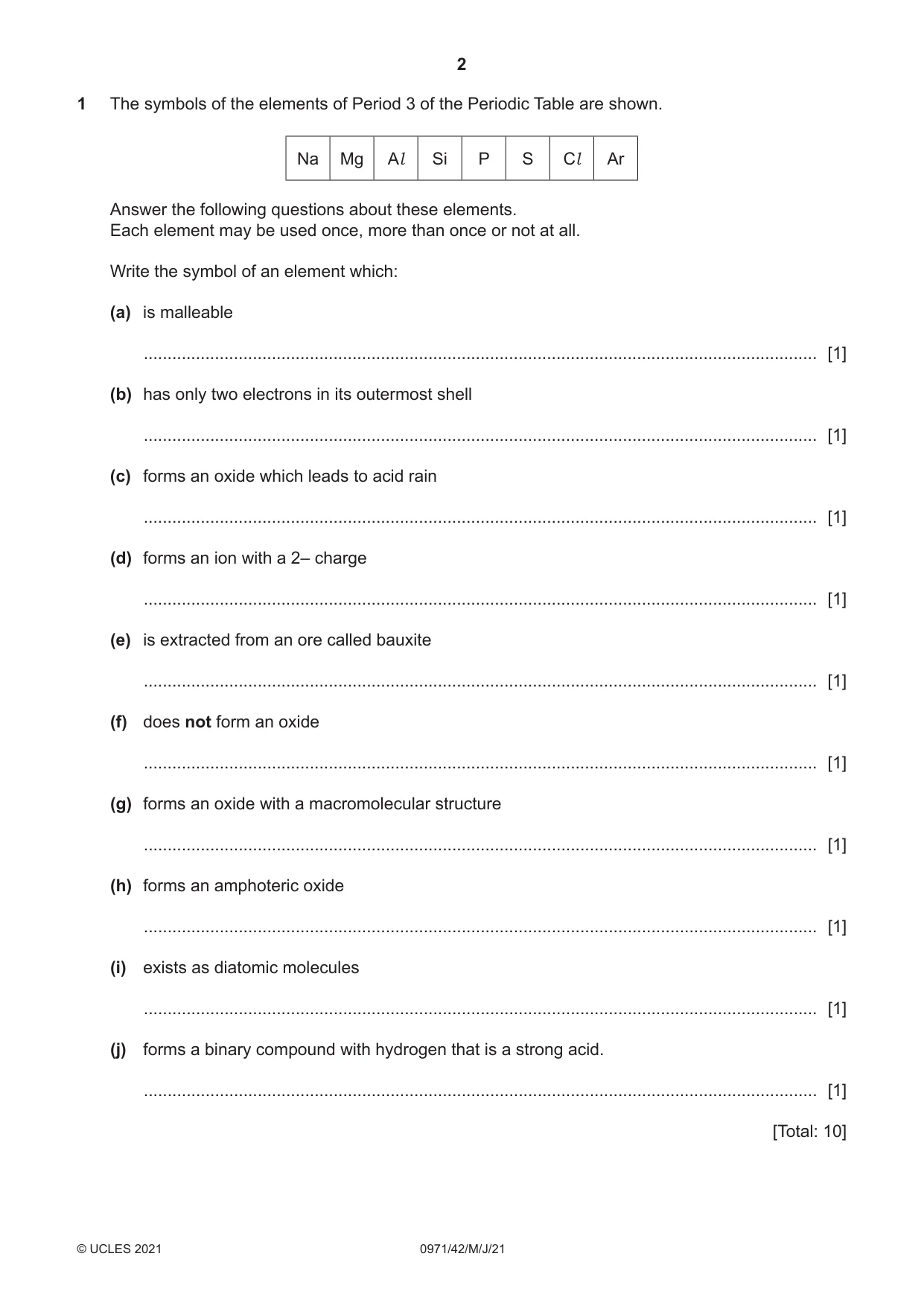 Cambridge IGCSE Chemistry (9-1) 0971 2021 May/June Paper 4 · Variant 2 question paper, page 2 of 16