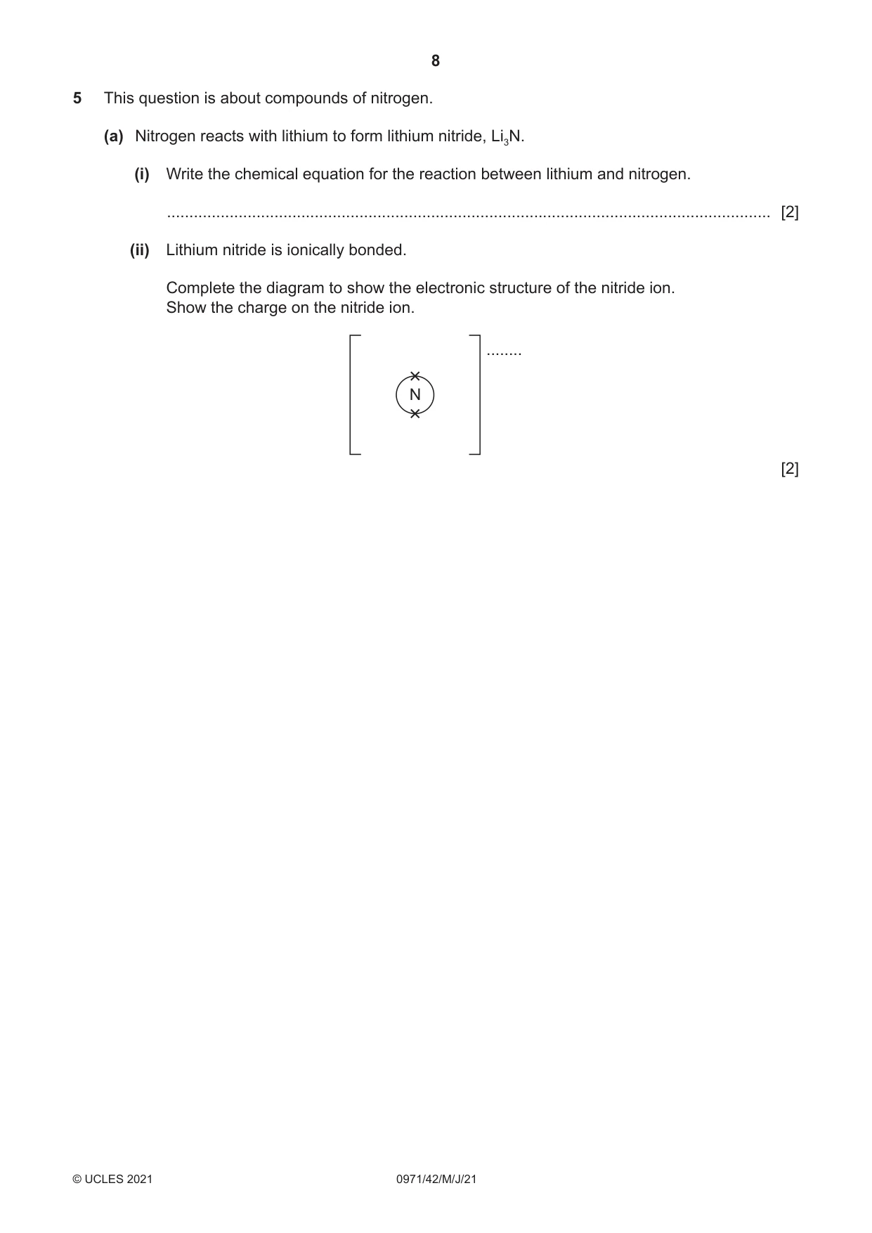 Cambridge IGCSE Chemistry (9-1) 0971 2021 May/June Paper 4 · Variant 2 question paper, page 8 of 16