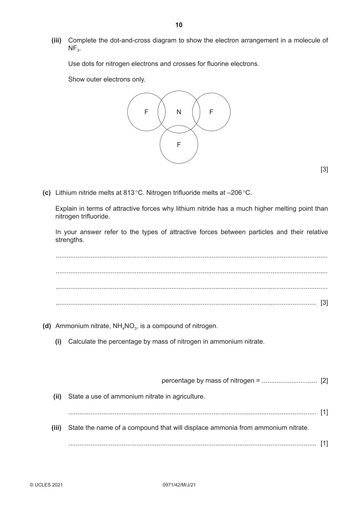 Cambridge IGCSE Chemistry (9-1) 0971 2021 May/June Paper 4 · Variant 2 question paper, page 10 of 16