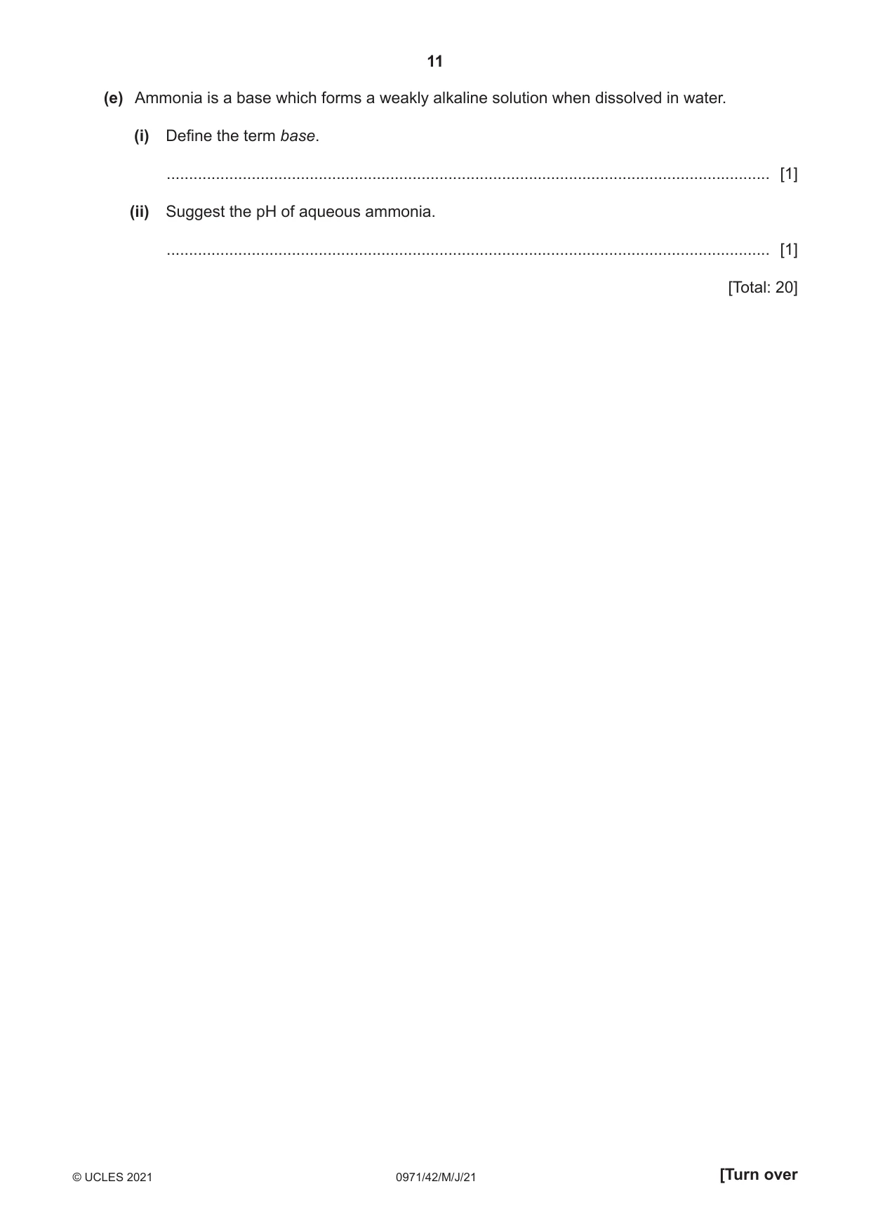 Cambridge IGCSE Chemistry (9-1) 0971 2021 May/June Paper 4 · Variant 2 question paper, page 11 of 16
