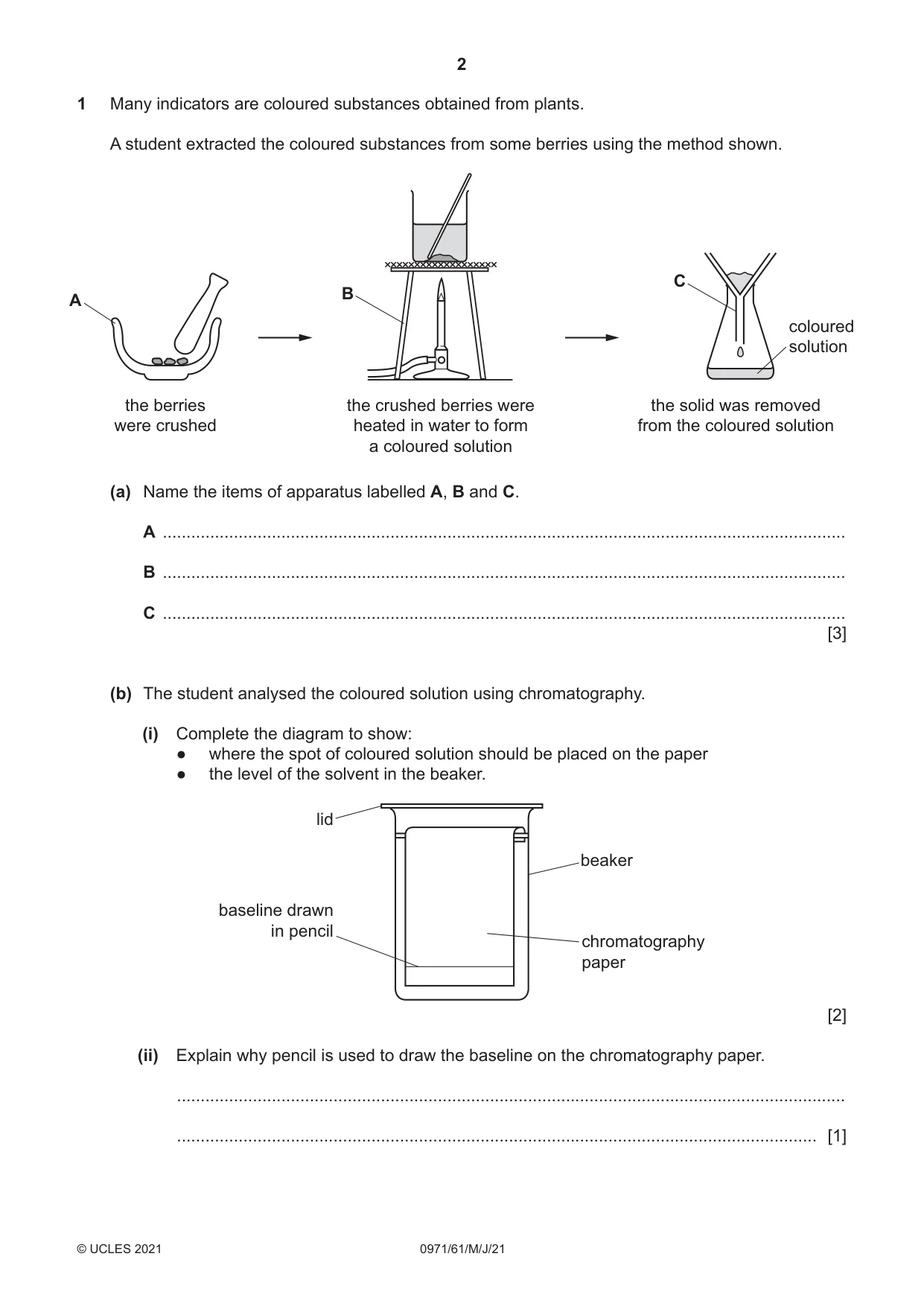 Cambridge IGCSE Chemistry (9-1) 0971 2021 May/June Paper 6 · Variant 1 question paper, page 2 of 12