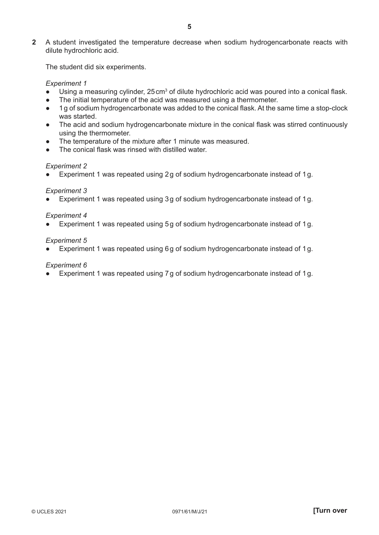 Cambridge IGCSE Chemistry (9-1) 0971 2021 May/June Paper 6 · Variant 1 question paper, page 5 of 12