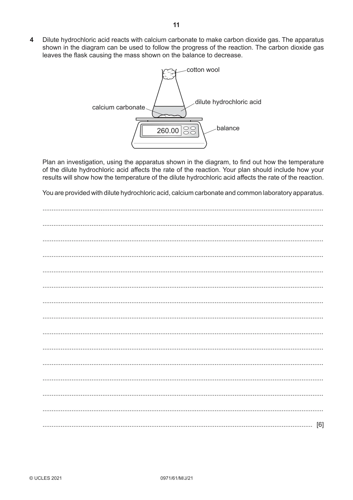 Cambridge IGCSE Chemistry (9-1) 0971 2021 May/June Paper 6 · Variant 1 question paper, page 11 of 12
