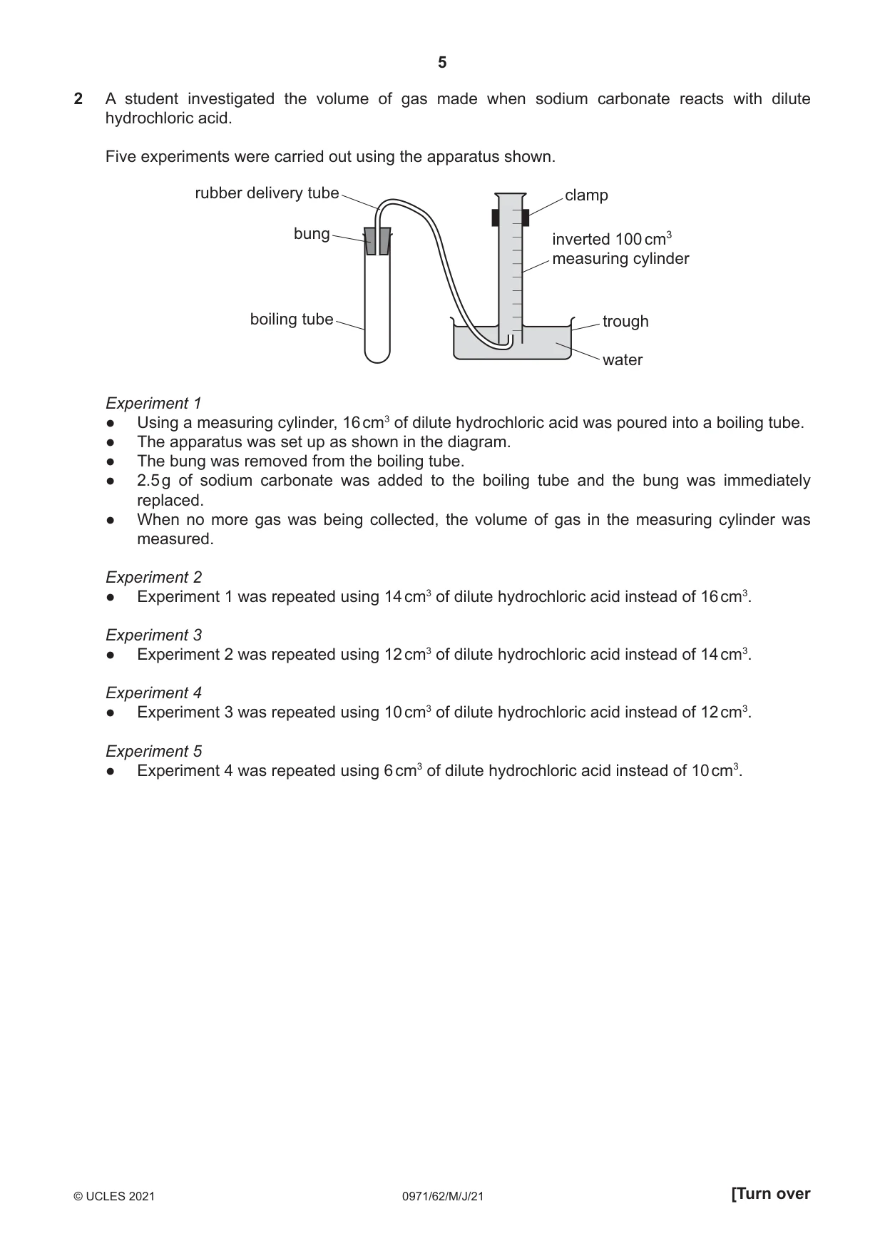 Cambridge IGCSE Chemistry (9-1) 0971 2021 May/June Paper 6 · Variant 2 question paper, page 5 of 12