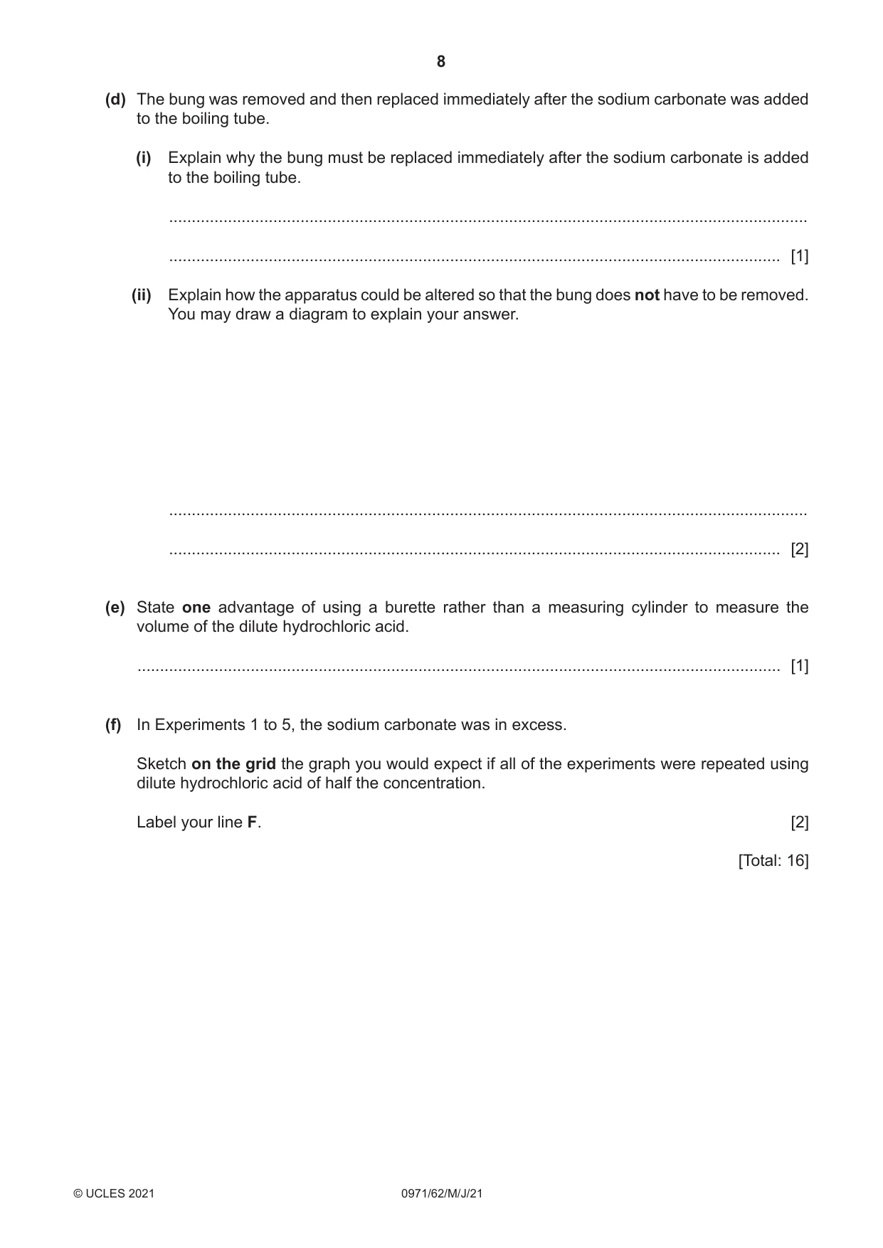 Cambridge IGCSE Chemistry (9-1) 0971 2021 May/June Paper 6 · Variant 2 question paper, page 8 of 12