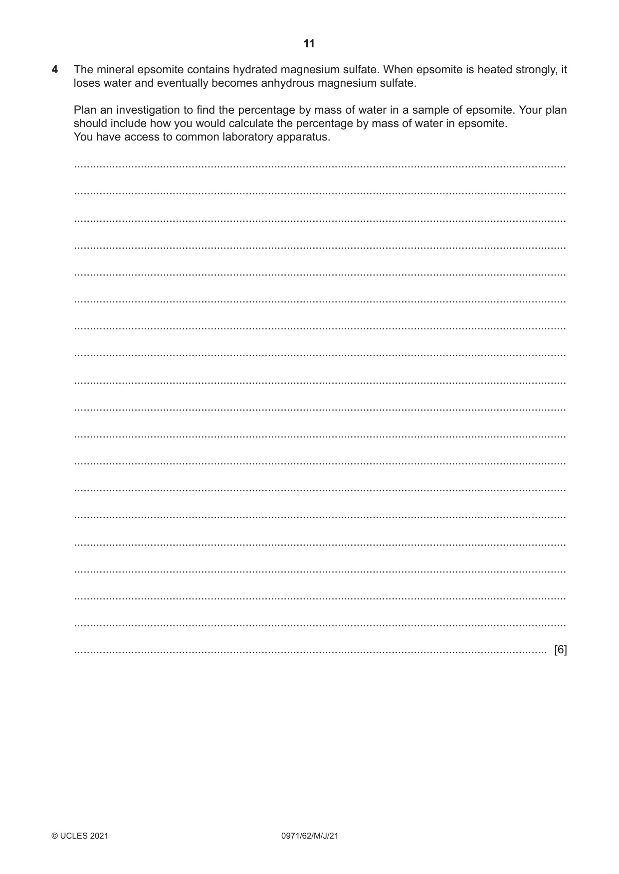 Cambridge IGCSE Chemistry (9-1) 0971 2021 May/June Paper 6 · Variant 2 question paper, page 11 of 12