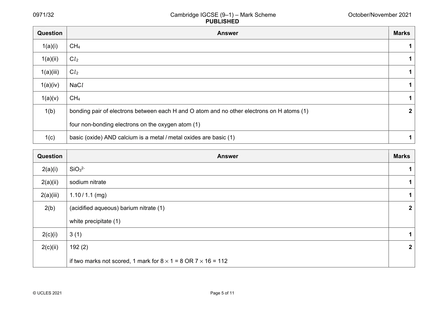 Mark scheme, page 5 of 11