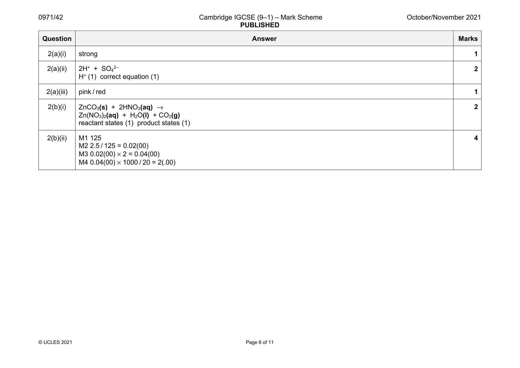 Mark scheme, page 6 of 11