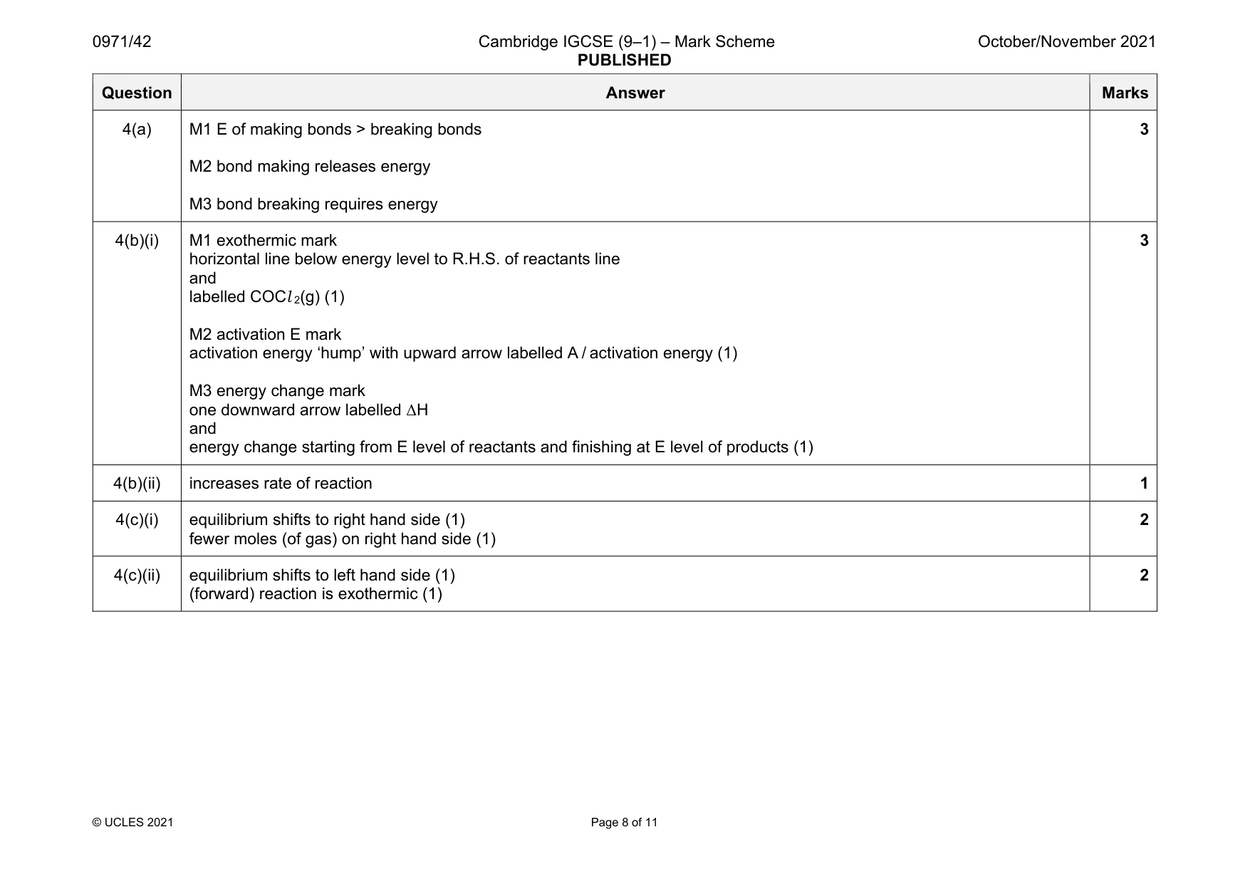 Mark scheme, page 8 of 11