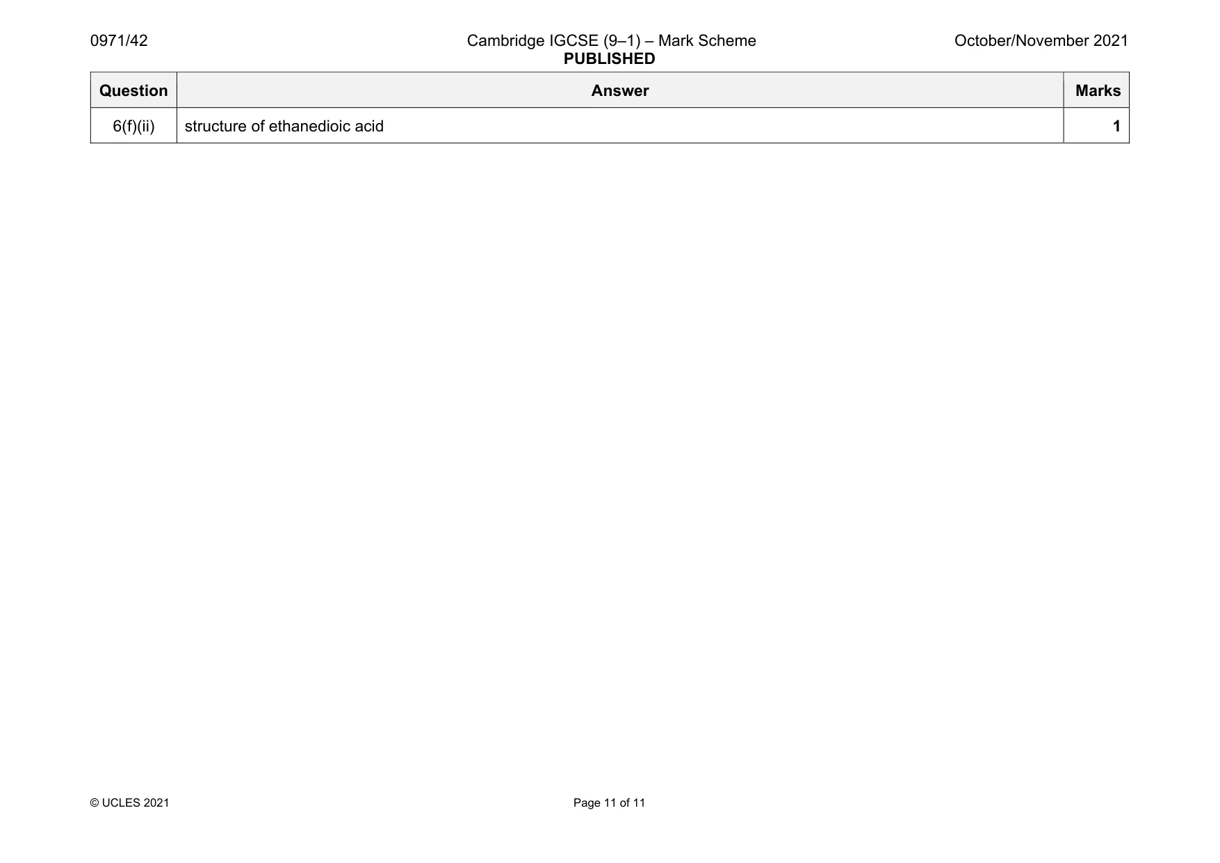 Mark scheme, page 11 of 11