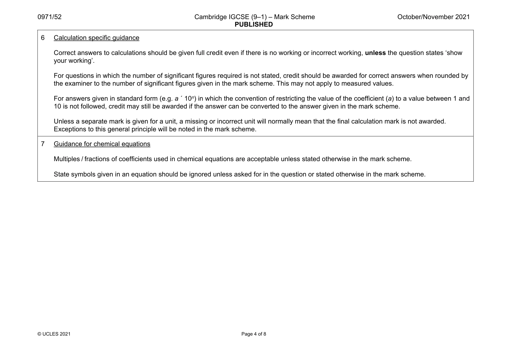 Mark scheme, page 4 of 8