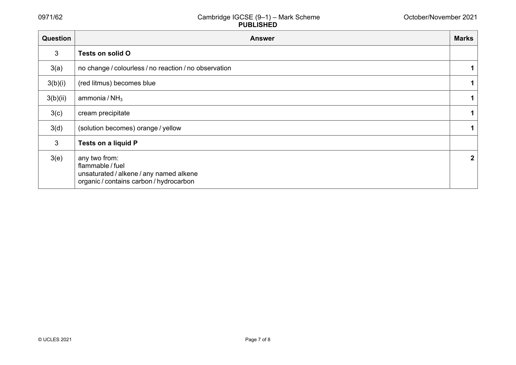 Mark scheme, page 7 of 8