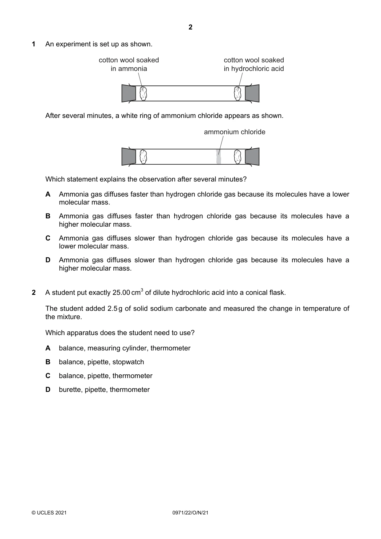 Cambridge IGCSE Chemistry (9-1) 0971 2021 Oct/Nov Paper 2 · Variant 2 question paper, page 2 of 16