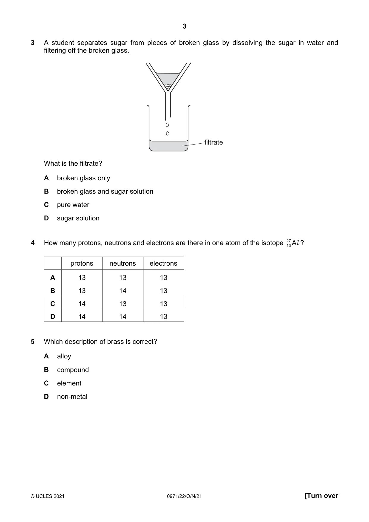 Cambridge IGCSE Chemistry (9-1) 0971 2021 Oct/Nov Paper 2 · Variant 2 question paper, page 3 of 16